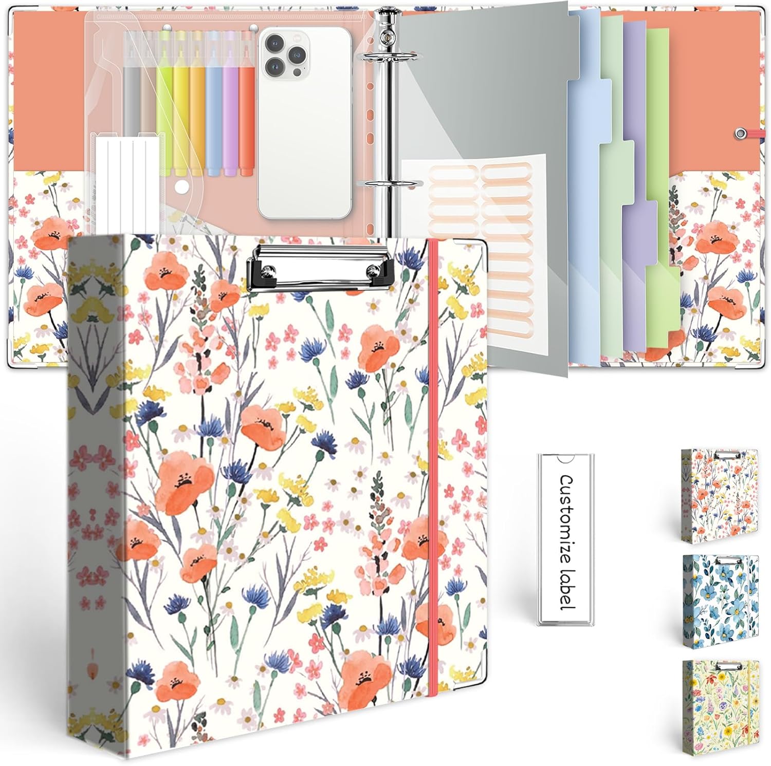 3 Ring Binder 1 Inch, Three Ring Binders Organizer with Clipboard, 5-Tabs Pockets Dividers, Plastic Folder, 18 Divider Stikers, KLLVE Cute Binder with Pen Loop (Garden Party, Letter Size) 10 71YnmuvoEuL. AC SL1500 - northernschoolofshiatsu.co.uk