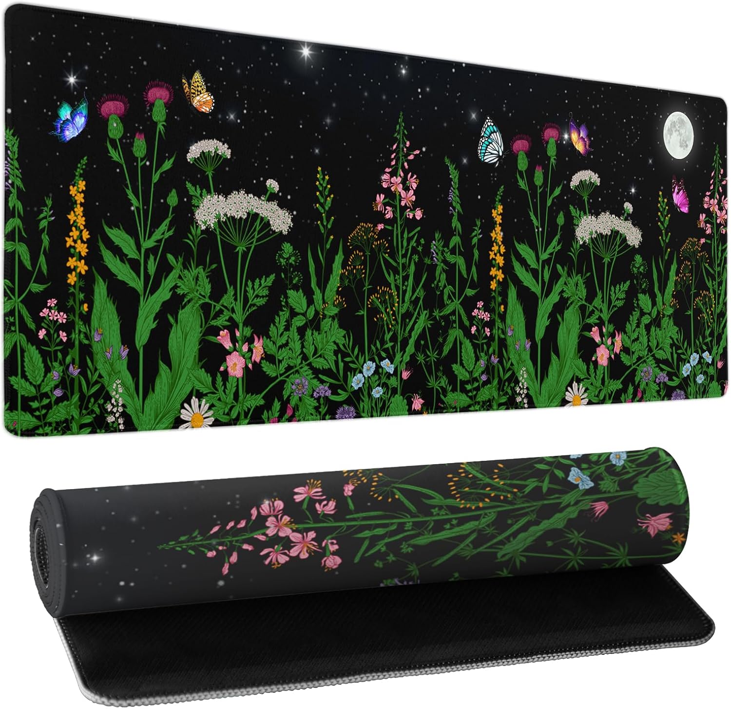 Large Floral Mouse Pad Extended Gaming Mousepad 31.5"x11.8" Vintage Aesthetic Black Desk Mat Flower Mouse Pad Plant Wildflower Mousepad XXL Laptop Computer Keyboard Mats for Desk Office 10 71Yrfp 9wcL. AC SL1500 - northernschoolofshiatsu.co.uk