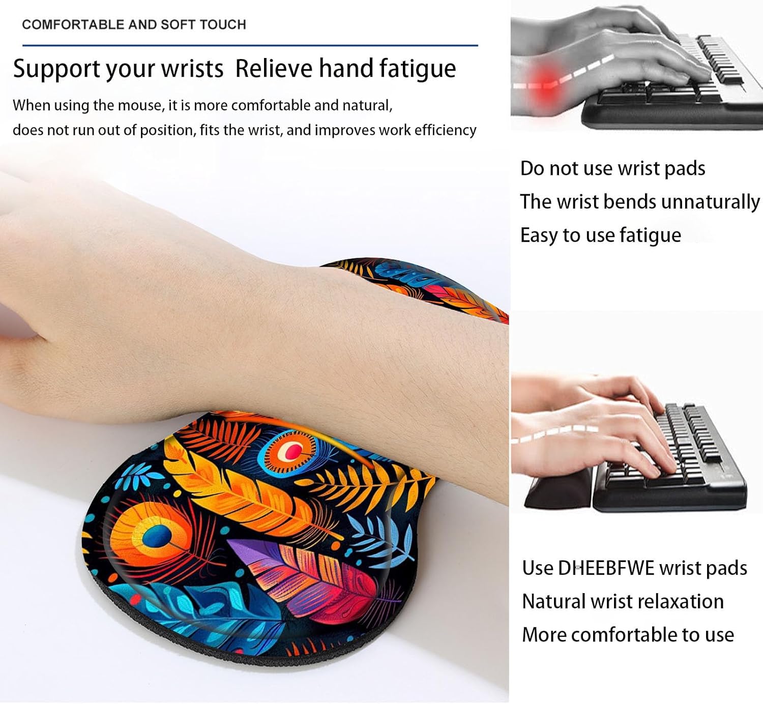 Keyboard Mouse Pad Set,Large Desk Pad+Keyboard Wrist Rest+Mouse Pad Wrist Support+Coaster,Easy Typing Pain Relief Non-Slip Mousepad Wrist Support Mousepad Home Office,Colorful Bird Feathers 42 71ZSv m9iUL. AC SL1500 - northernschoolofshiatsu.co.uk