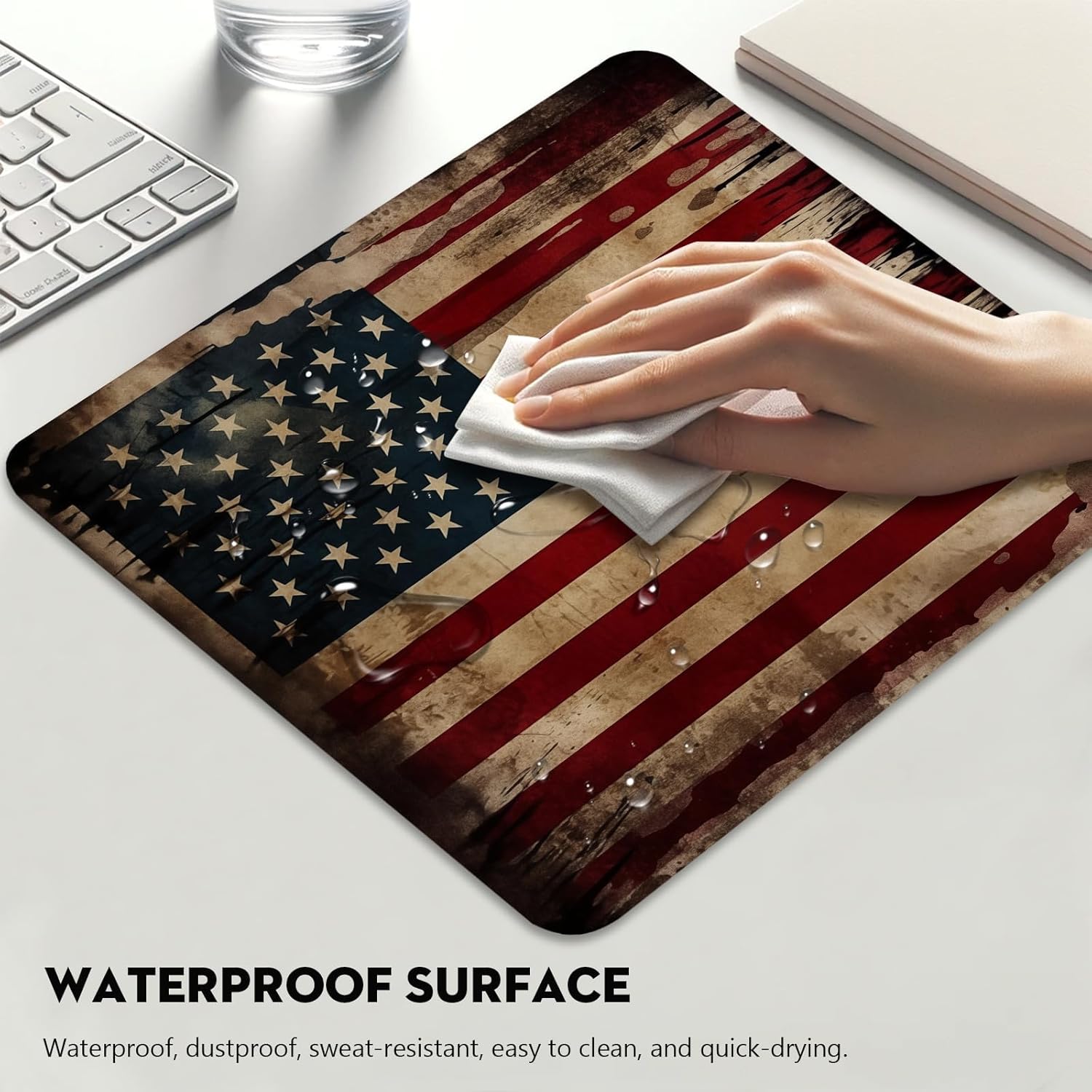 Vintage American Flag Mouse Pad - Patriotic Durability for Your Desk, Stitched Edges Non-Slip Rubber Base Mouse Pads for Computers Laptop 39 - northernschoolofshiatsu.co.uk