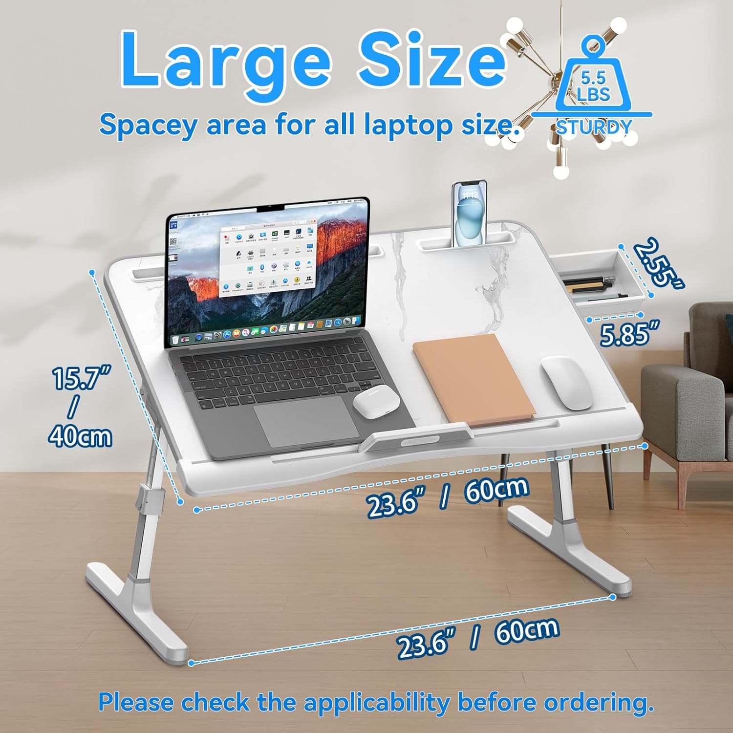 Laptop Bed Desk, Adjustable Laptop Lap Desk with Drawer, X-Large Foldable Bed Table Tray for Bed Couch Floor Desk Writing Working Reading Eating Painting (Marble, 23.6"×15.7") 34 71Zl9DEsz5L. AC SL1500 - northernschoolofshiatsu.co.uk