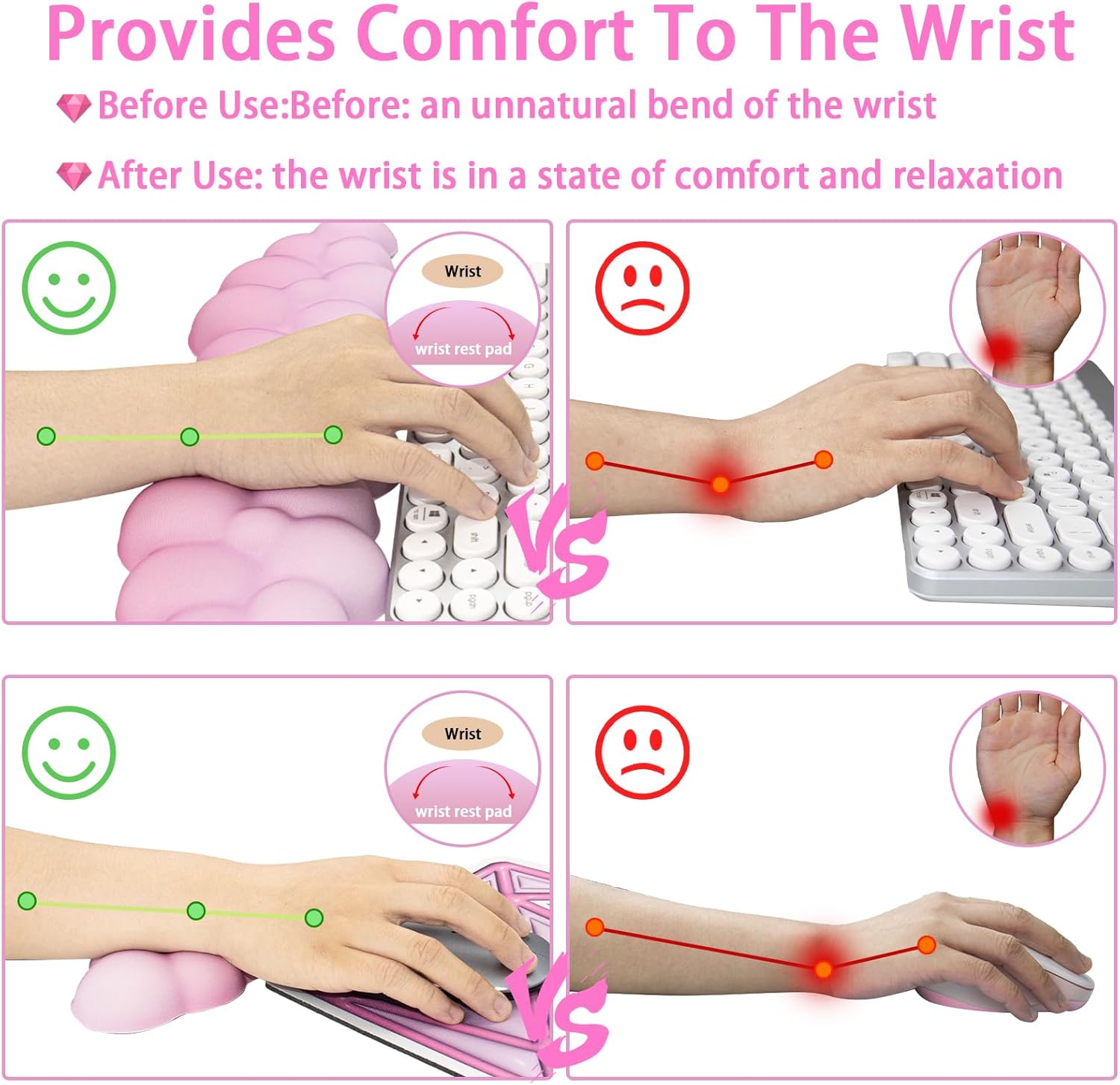 Cloud Mouse Pad and Keyboard Wrist Rest Set,4 Pcs Pink Ergonomic Arm Support for Computer Desk,Cute Palm Resting Cushion with Mousepad & Coaster | Office Computer Laptop Typing Pain Relief 27 71a3knXqDWL. AC SL1500 - northernschoolofshiatsu.co.uk