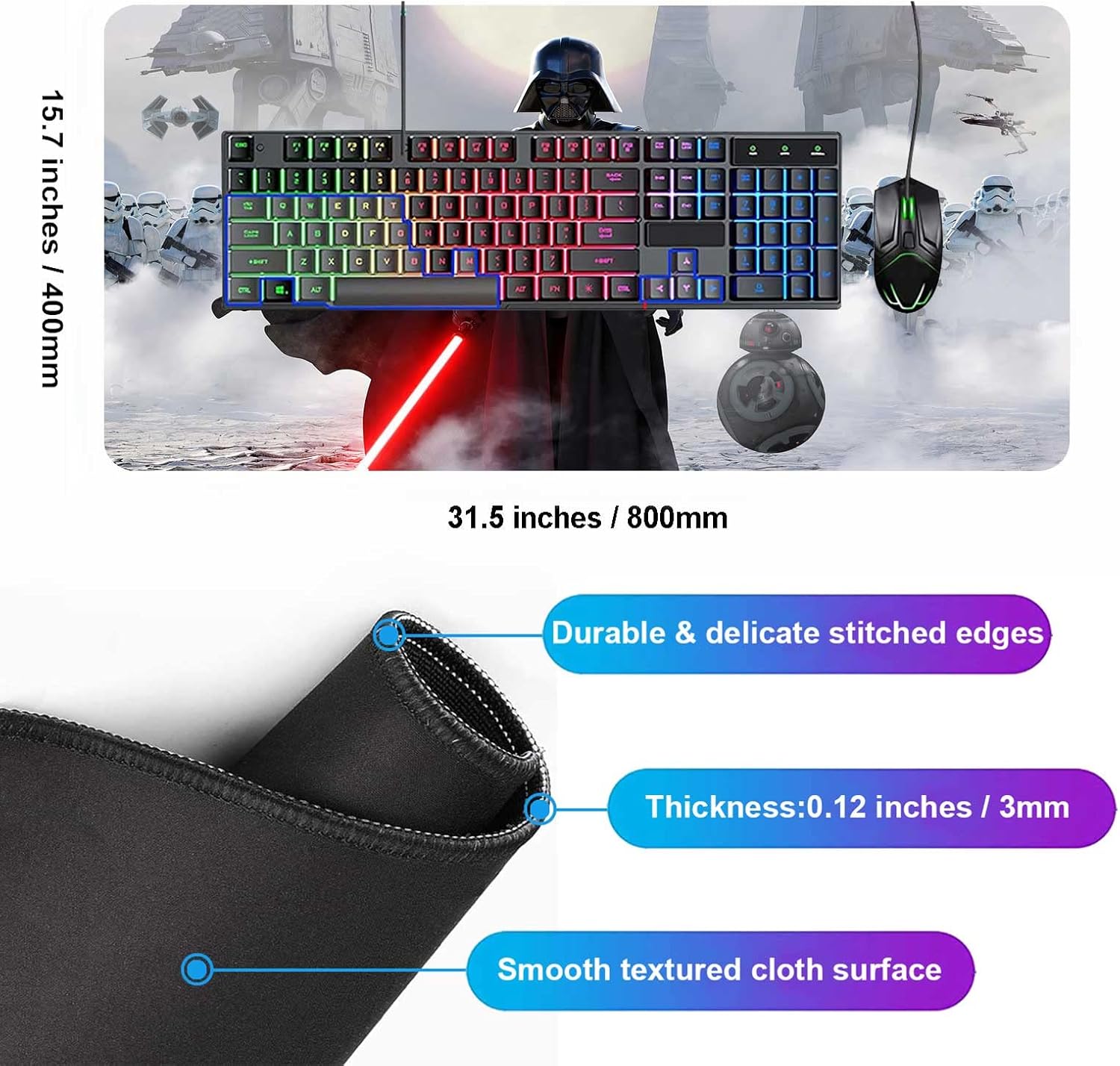 Gaming Mouse Pad Large XXL White,Soft Mousepad with Anti-Slip Rubber Base & Stitched Edges,Smooth Surface Laptop Desk Pad,Computer Keyboard and Mice Combo Pads Mouse Mat,31.5x15.7 inch 13 71aEoowSj0L. AC SL1500 - northernschoolofshiatsu.co.uk