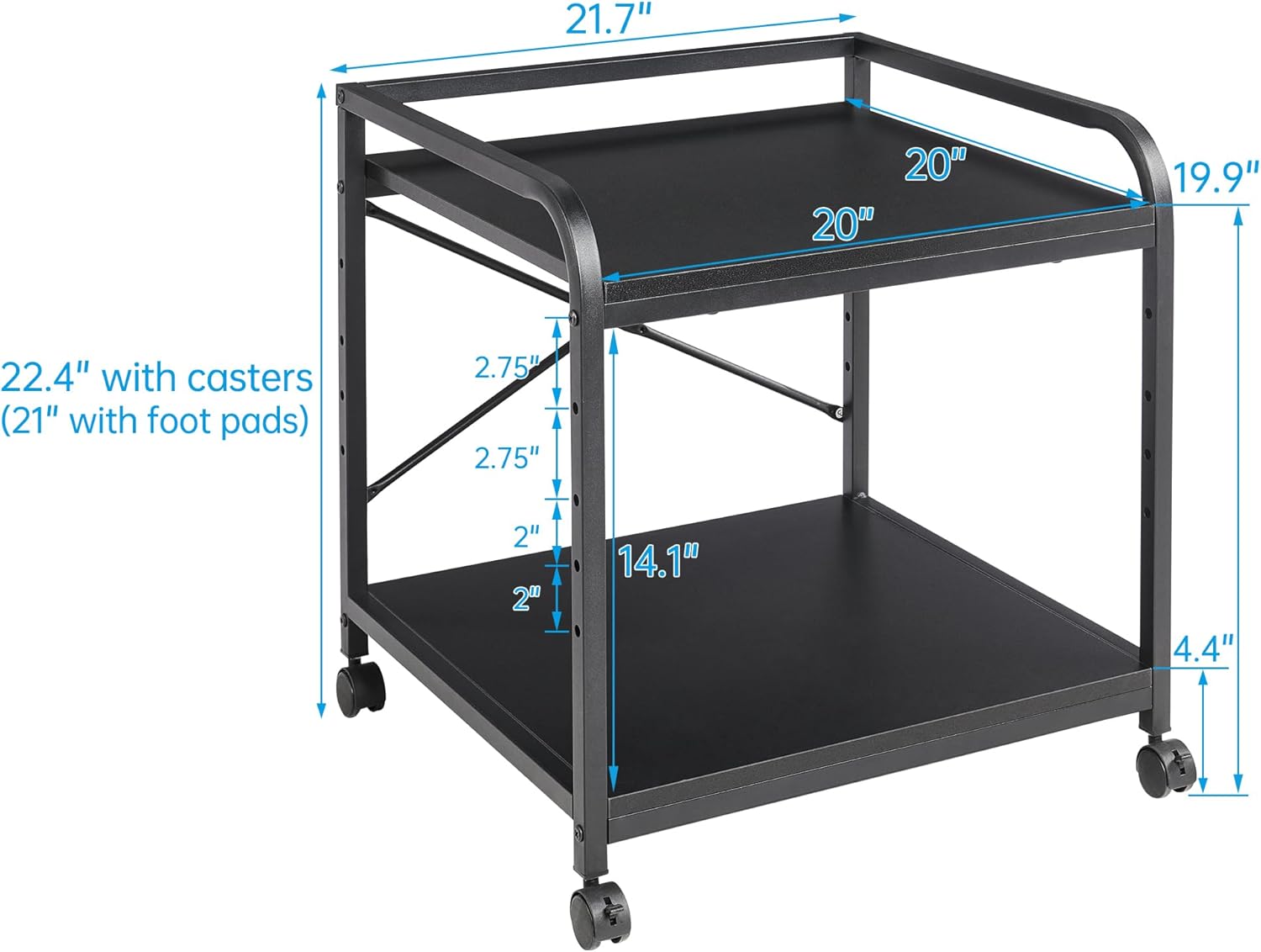 2 Tier Under Desk Printer Stand with Storage, 20 Inches Deep Large Printer Table with Height Adjustable Shelf, Rolling Printer Cart with Wheels for Home Office - Black 3 71aetNgN7RL. AC SL1500 - northernschoolofshiatsu.co.uk
