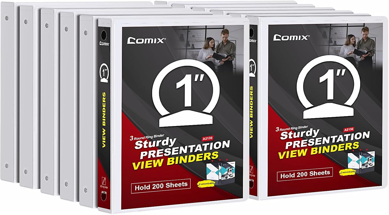 COMIX Sturdy 3 Ring Binder 0.5 inch with Clear View Cover, 1/2" Round Ring View Binder, PVC-Free, 100 Sheets Capacity of US Letter Size Paper, Office & School Supplies, 12 Pack (White) 22 71atNkIp4kL. AC SL1500 - northernschoolofshiatsu.co.uk