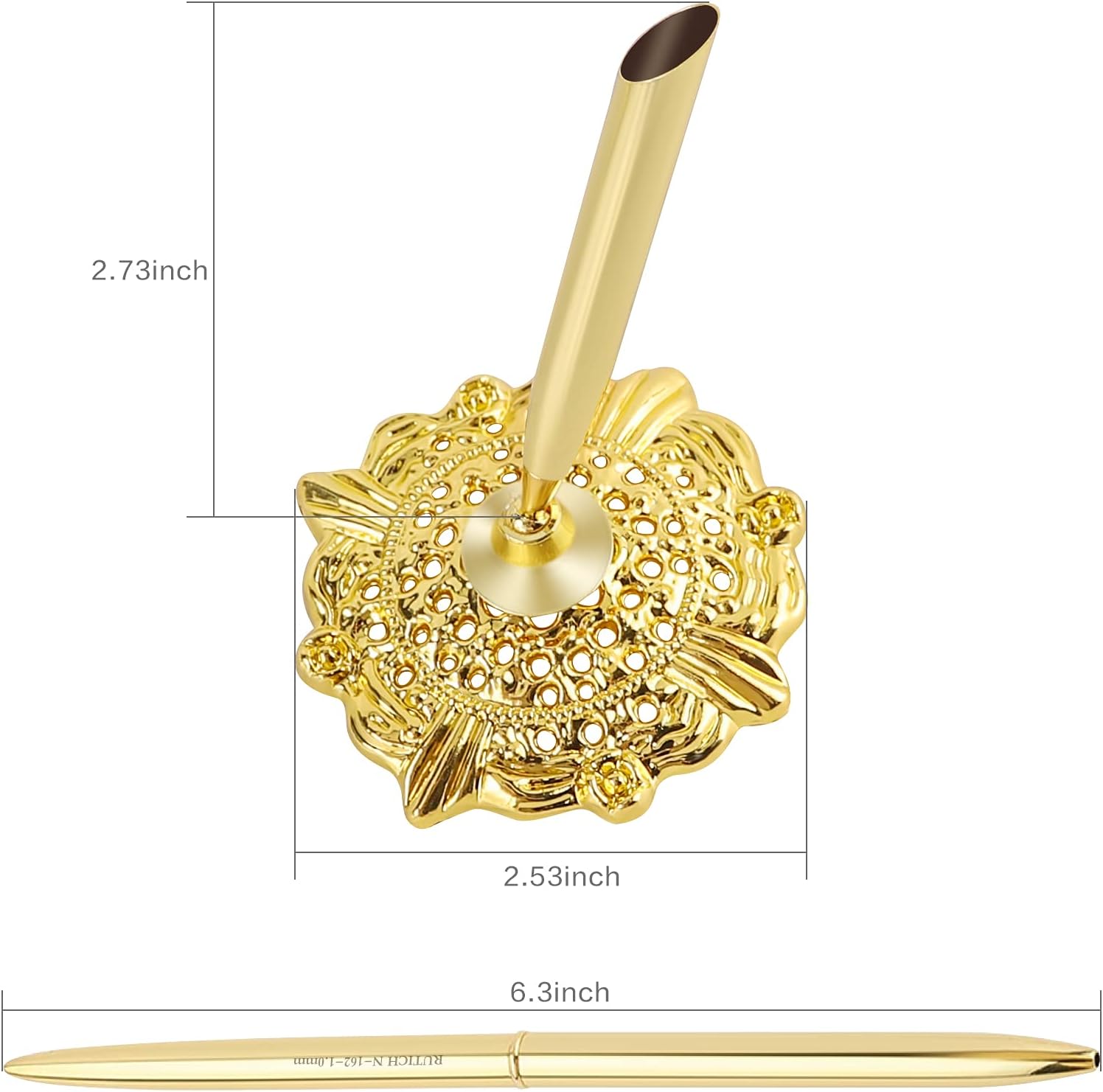 Hollow Round Pen Holder Signing Pen Set for Wedding Bridal Golden 2 - northernschoolofshiatsu.co.uk