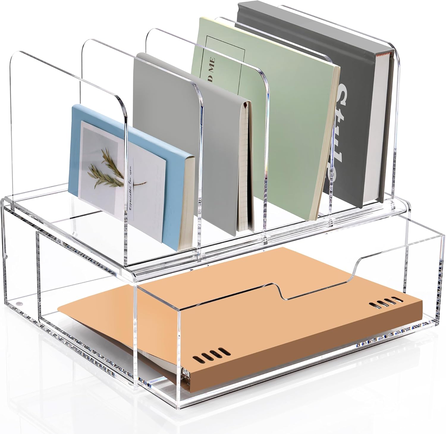 SANRUI Acrylic Desk Organizer with Sliding Drawer, Clear 4 Vertical Compartments Storage File Holders, Multi-Functional Workspace Office Supplies Accessories Organizers 1 71buLF6WCmL. AC SL1500 - northernschoolofshiatsu.co.uk