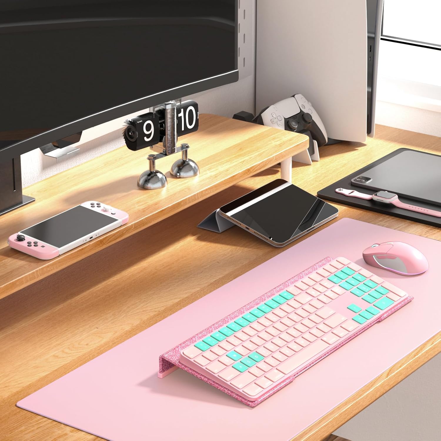 WINFFOR Comfortable Computer Keyboard Stand - Ergonomic Keyboard Riser Acrylic Tilted Keyboard Holder for Easy Typing&Working at Home Office - Fits All Keyboard Sizes - 17'' Wide (Lightpink) 31 - northernschoolofshiatsu.co.uk