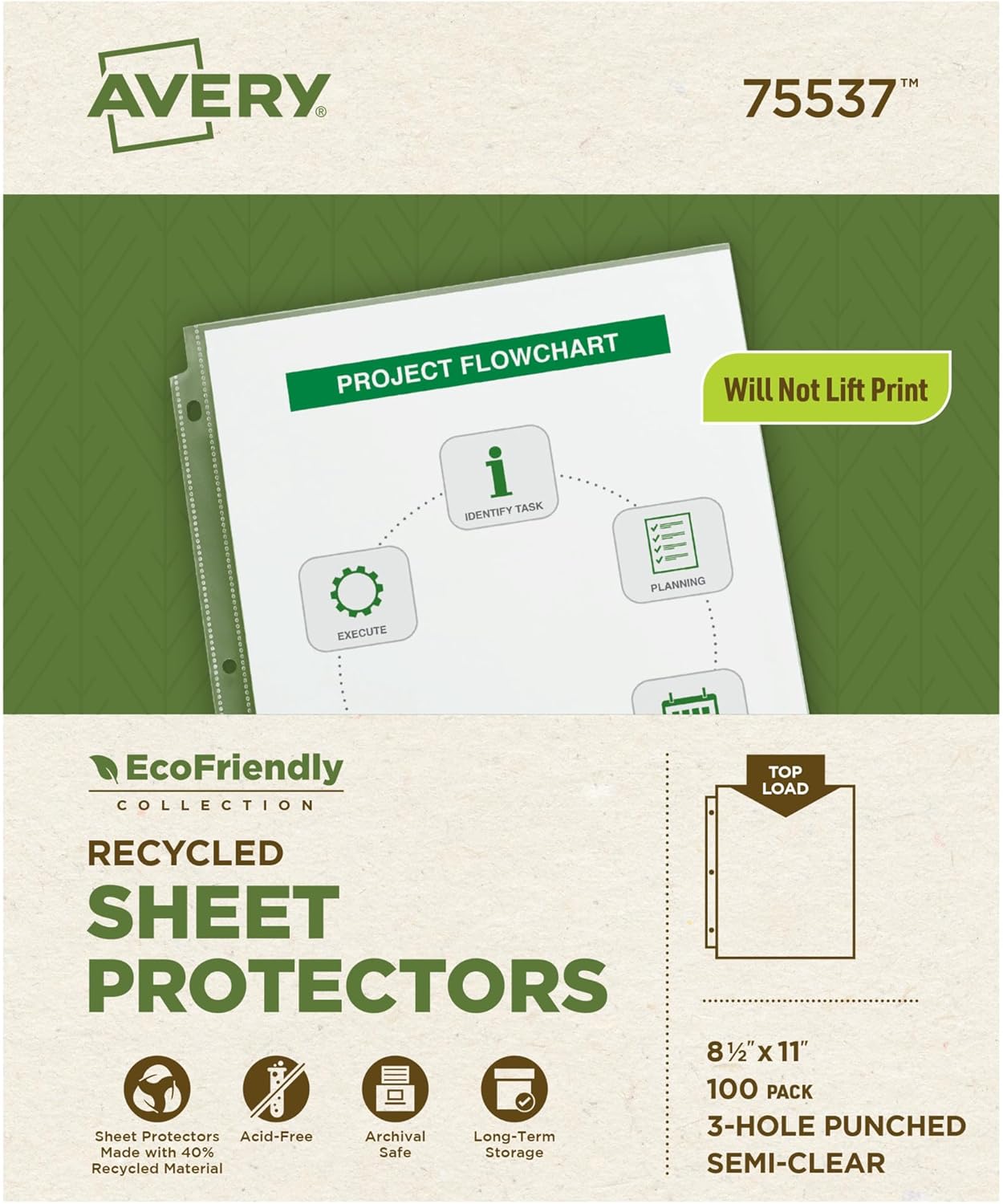 Avery EcoFriendly Recycled Economy Sheet Protectors, Semi-Clear, Top Load, 100 Document Protectors (75537) 1 - northernschoolofshiatsu.co.uk