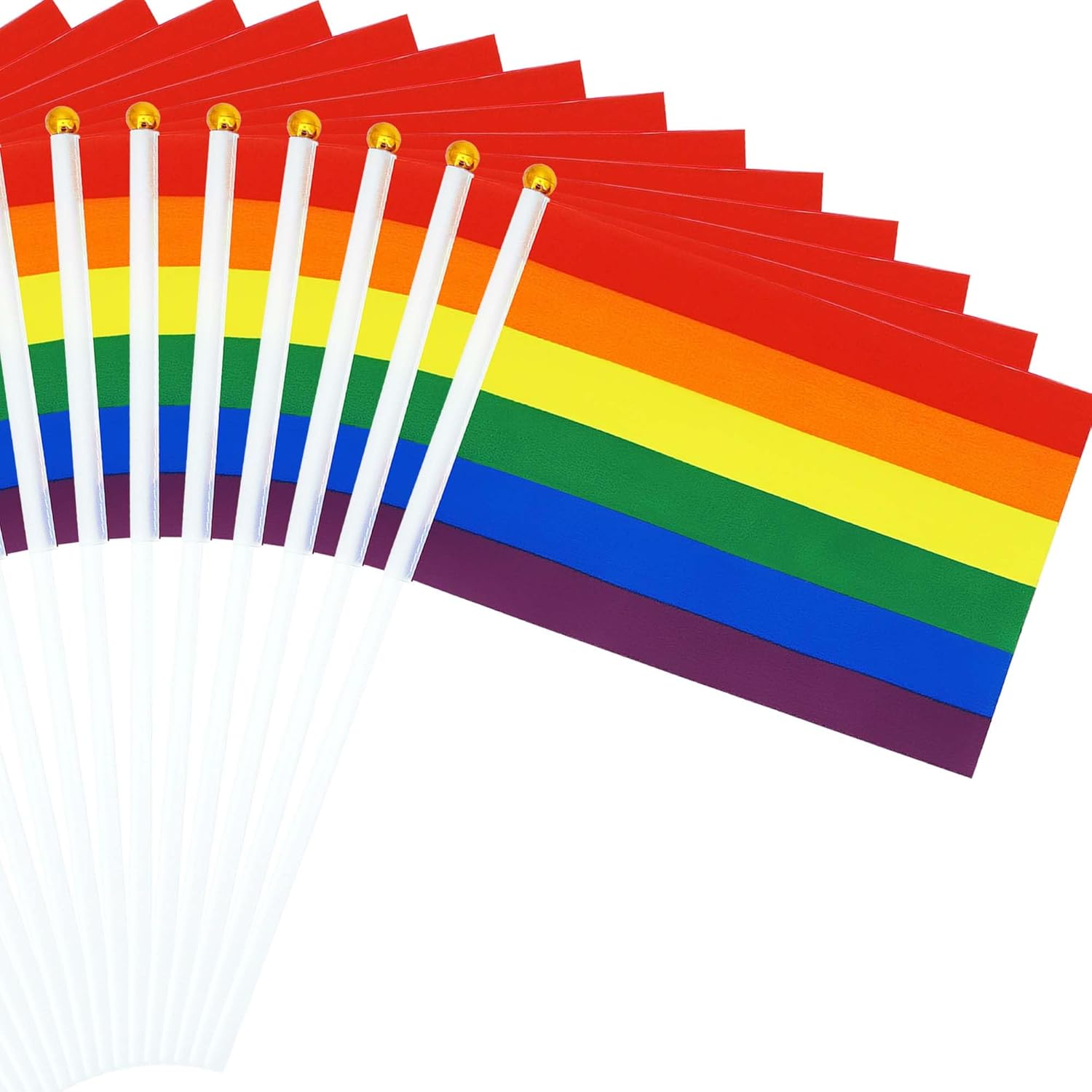 50 Pack Pride Flags Rainbow Pride Flag Small Flag Pride Month Accessories Gay LGBTQ Stick Flag USA American Rainbow Flag Hand Held Flags Decorations for Parades Rainbow Festival 1 - northernschoolofshiatsu.co.uk