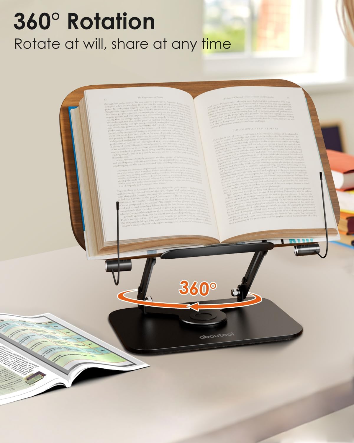 Book Stand for Reading, Aboutool Adjustable Book Holder with 360° Swivel Base & Page Clips, Foldable Cookbook Stand Textbook Stand for Music Scores, Recipe, Tablet, Laptop, Textbook 7 71cYUfzOQjL. AC SL1500 - northernschoolofshiatsu.co.uk