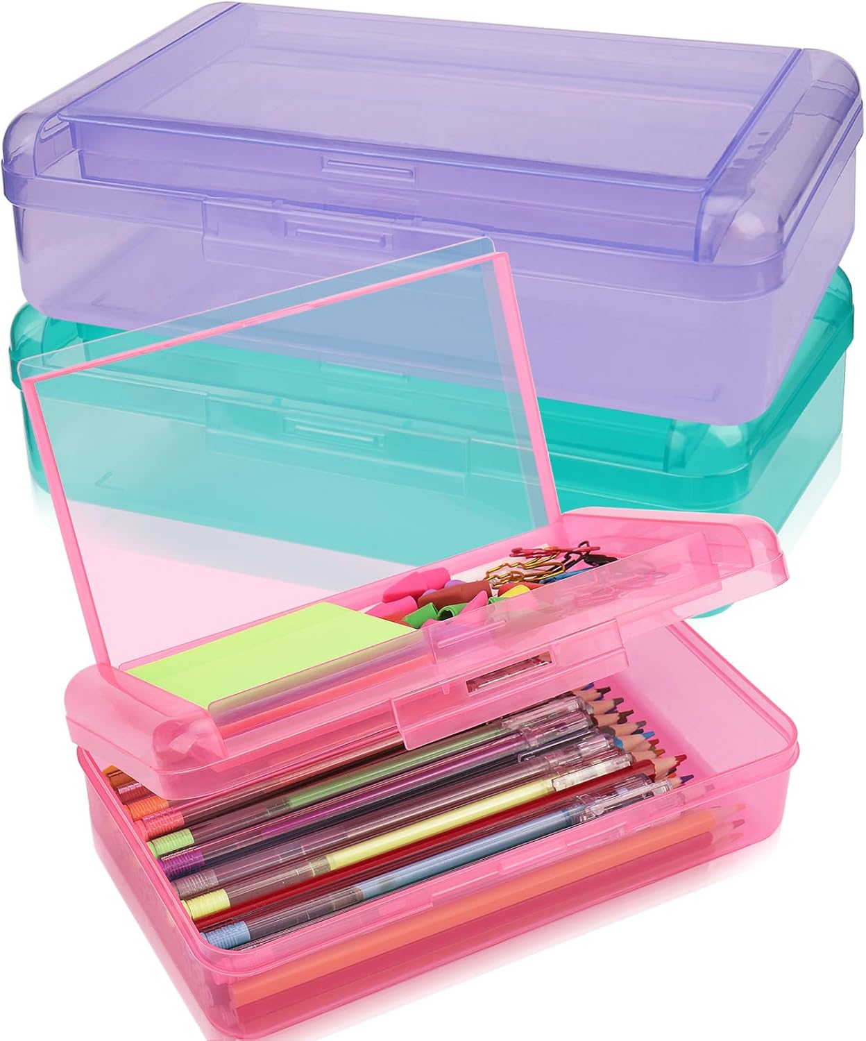 1 PCS Pencil Box,Double Layer Large Capacity Pencil Box,Hard Pen Case with Snap-tight Lid, Plastic Pencils Case for Office School Supplies Pen Boxes,Storage Organizer for Gel Pens Erasers-Purple 61 71cqNbB1MFL. AC SL1500 - northernschoolofshiatsu.co.uk