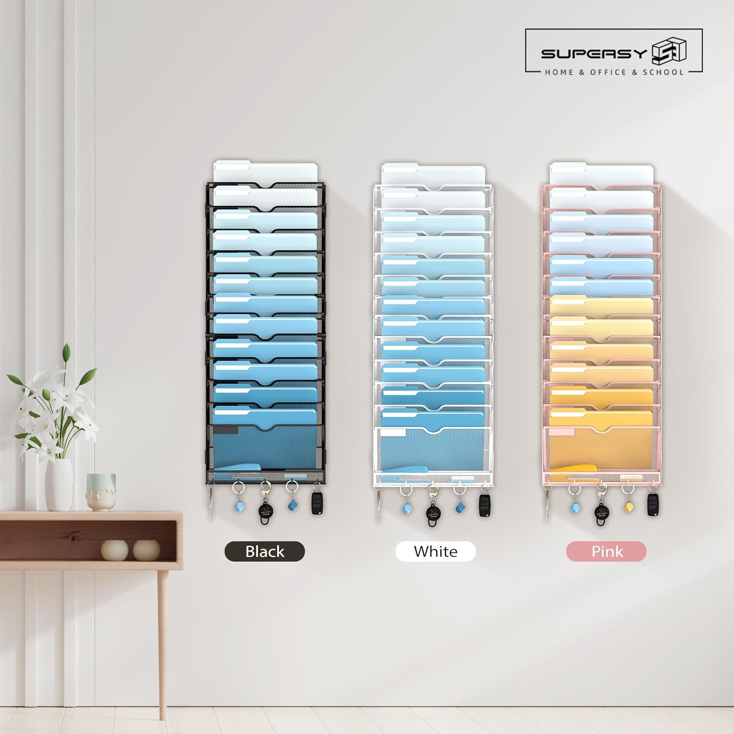 SUPEASY 13-Tier Wall File Organizer, Wall File Holder with Hooks, Mesh Hanging File Organizer, Mail Organizer Wall Mounted for Papers, Folders, Office Magazine Rack, Assembly Needed, Black 2 71dEL1Xt7dL. AC SL1500 - northernschoolofshiatsu.co.uk