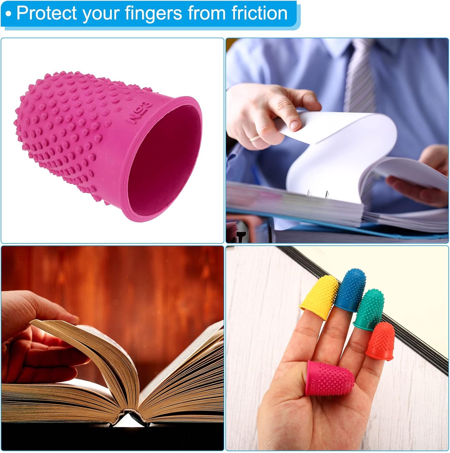 PATIKIL 0.71x1.14 Inch Rubber Finger Tips, 20 Pack Silicone Thumb Fingertip Protector Covers Guard Pads Thimble Grips for Office Counting Sewing, Blue Medium Size 55 71dZ40GkvHL. AC SL1500 - northernschoolofshiatsu.co.uk