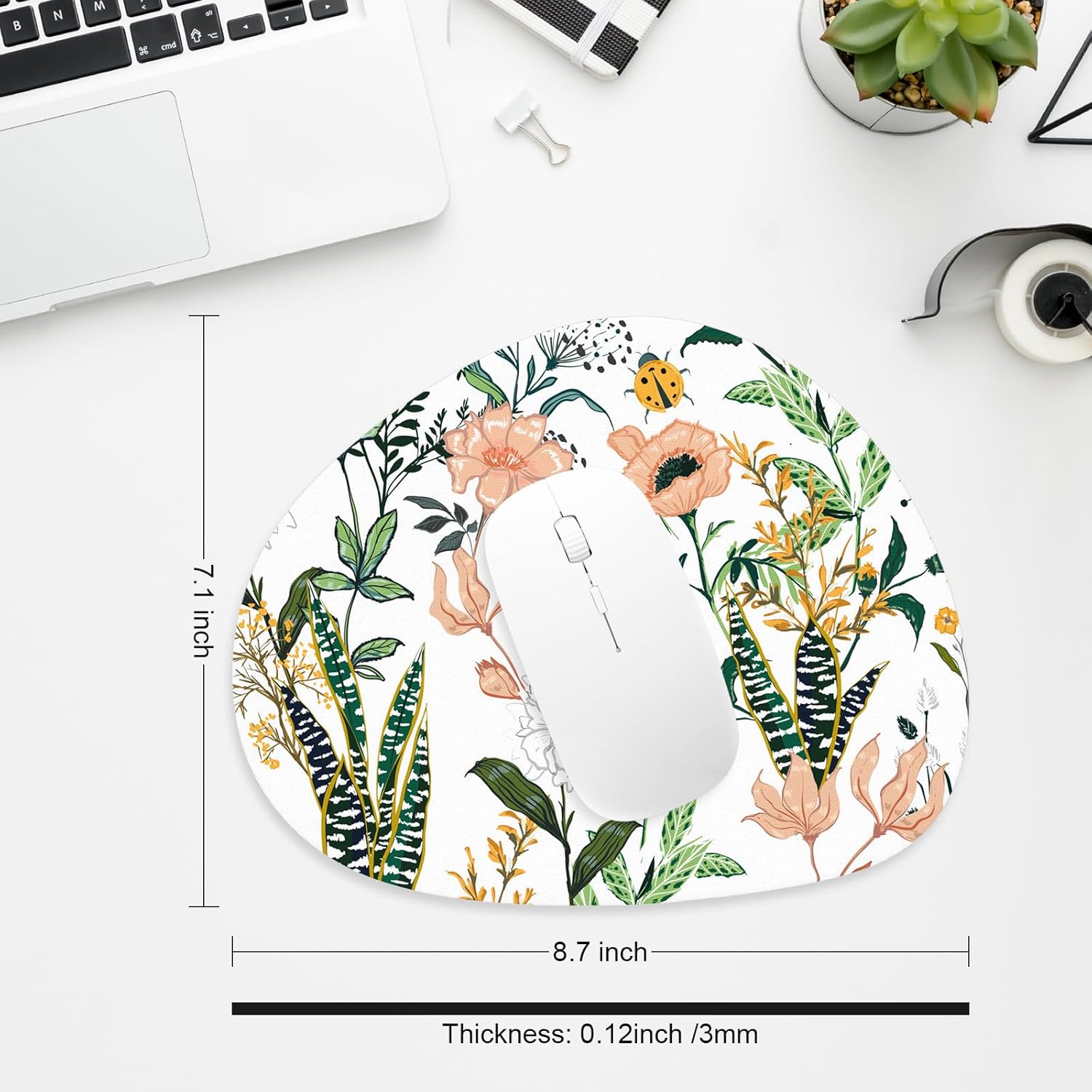 Mouse Pad, Premium-Textured Oval Computer Pad, 8.7" x 7.1" Thick 3 mm Anti-Slip Waterproof Rubber Cute Mouse Mat for Office, Home, Gaming, Laptop, PC, Cute Little Flower 6 71duZ1+yyLL. AC SL1500 - northernschoolofshiatsu.co.uk