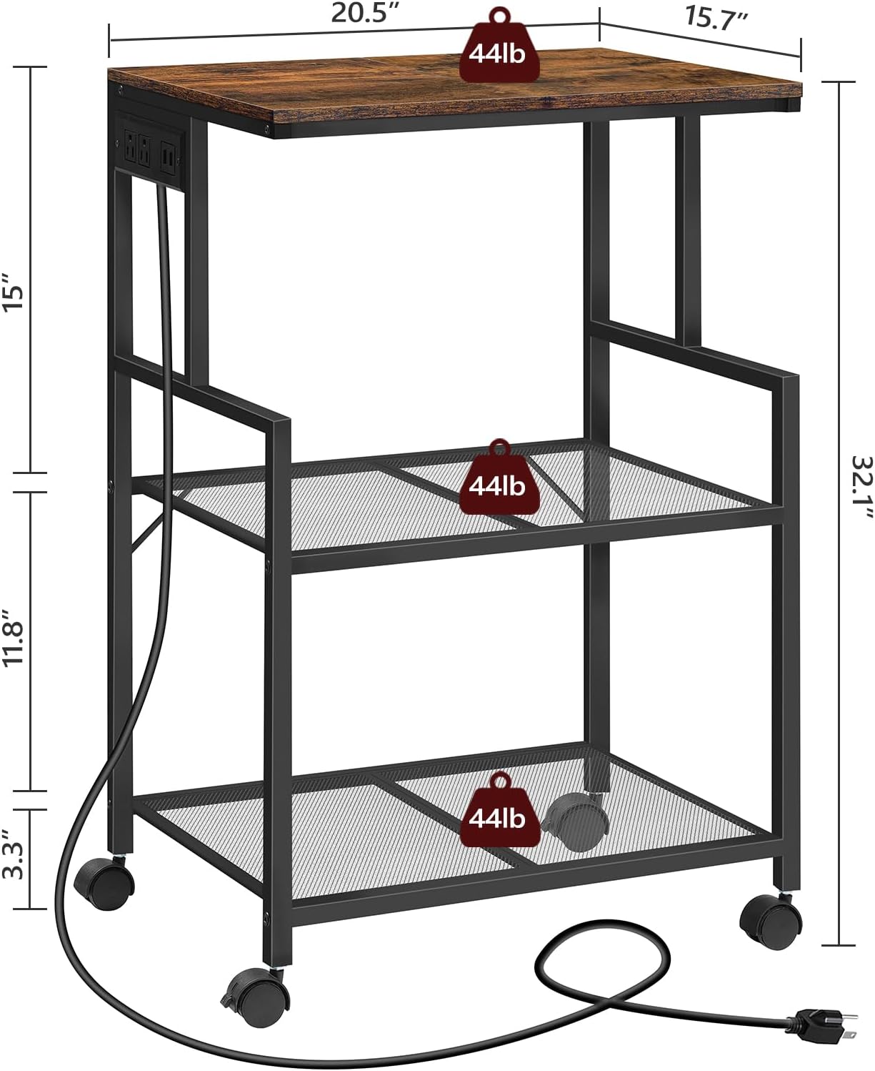 Mobile Printer Stand, 3-Tier Industrial Printer Cart with Power Outlets and 2 USB Ports, Rolling Printer Table on Wheels for Home Offices Kitchen Organization Rack, Rustic Brown PTHR78E01 5 71e1O+DCenL. AC SL1500 - northernschoolofshiatsu.co.uk