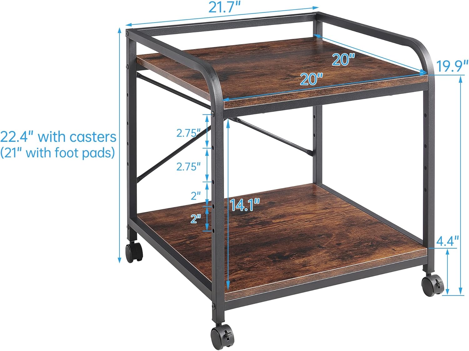 2 Tier Under Desk Printer Stand with Storage, 20 Inches Deep Large Printer Table with Height Adjustable Shelf, Rolling Printer Cart with Wheels for Home Office - Black 21 71e50Sw8ULL. AC SL1500 - northernschoolofshiatsu.co.uk