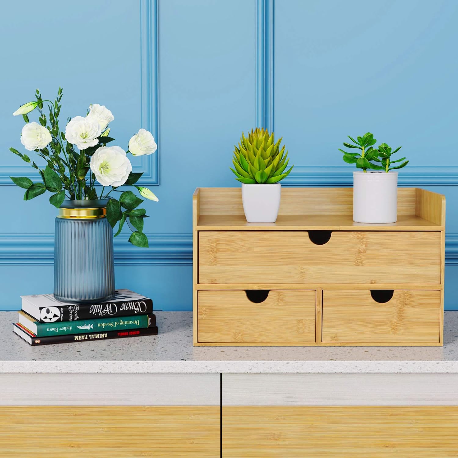 Wisuce Bamboo Desk Organizer, Mini Desktop Drawer Tabletop Storage Organization Box for Office Home Toiletries Supplies Vanity, No Assembly Required (3 Drawer with Shelf) 2 71eDd9kZoYL. AC SL1500 - northernschoolofshiatsu.co.uk
