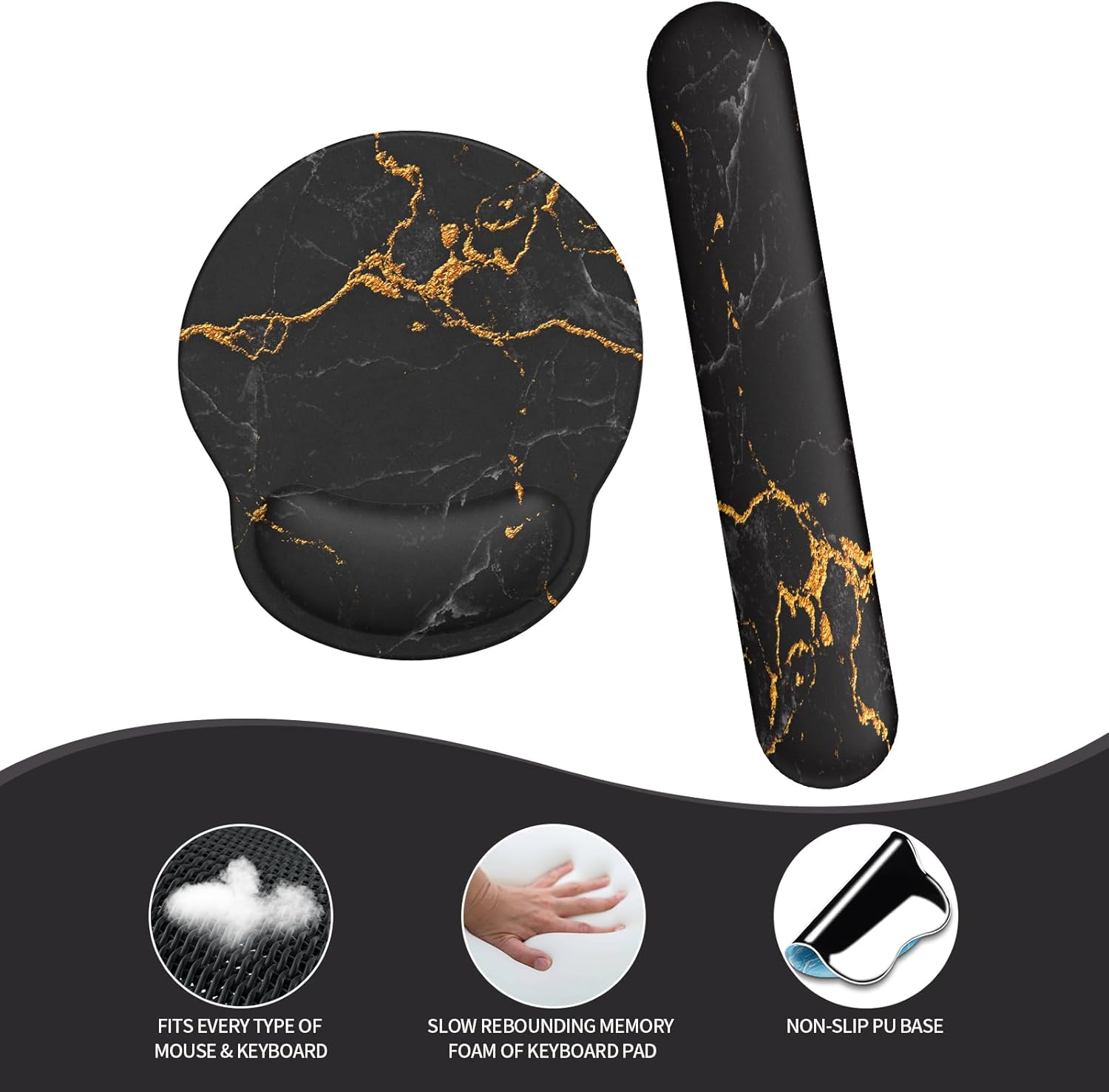 eulps Mouse Pad Wrist Support, Ergonomic Memory Foam Keyboard Wrist Pad & Gel Wrist Rest Set for Computer Keyboard for Easy Typing & Pain Relief for Office & Home (Black Marble Set) 6 71eLbQqZ5uL. AC SL1500 - northernschoolofshiatsu.co.uk