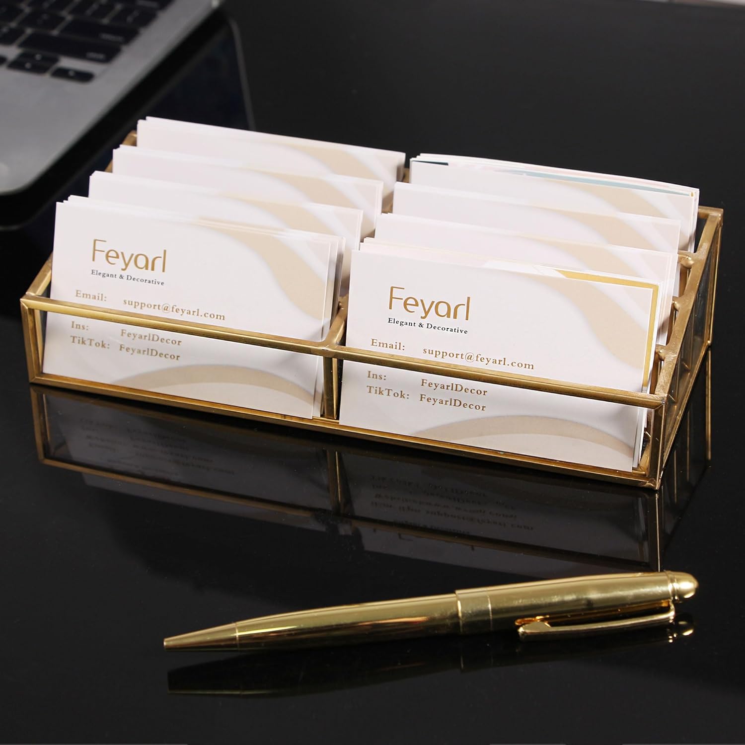 Feyarl Gold Glass Business Card Holder 8 Slots Large capacity Name Cards Display Stand Business Cards Organizer Storage for Office Meeting Front Desktop Countertop 4 71ev+O6pvJL. AC SL1500 - northernschoolofshiatsu.co.uk