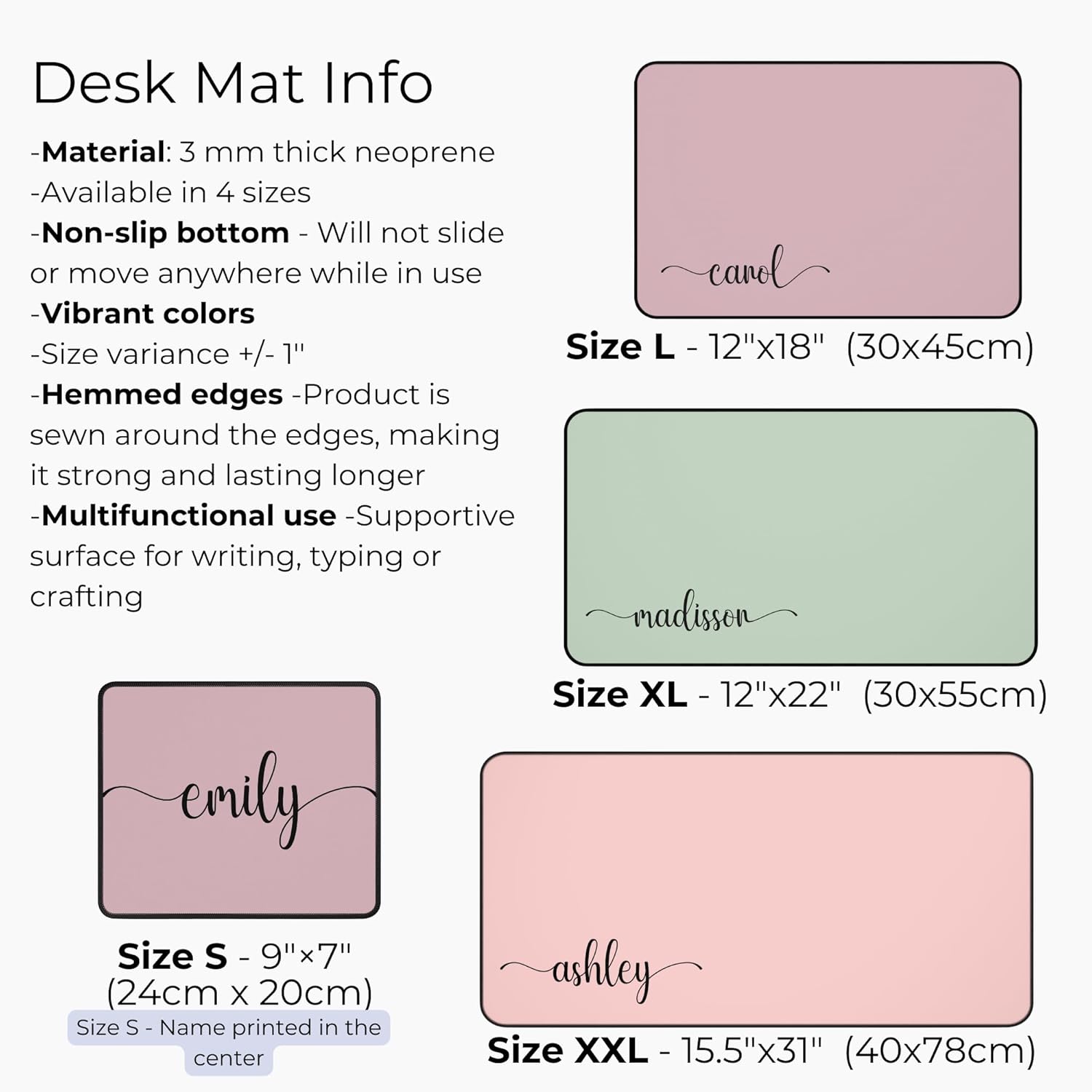 Custom Mouse Pad Personalized Color and Name, Gaming Office Work Desk Mat, 4 Sizes Mousepad, Office Supplies & Gaming Desk Accessories, Desk Matt for Desktop 2 - northernschoolofshiatsu.co.uk
