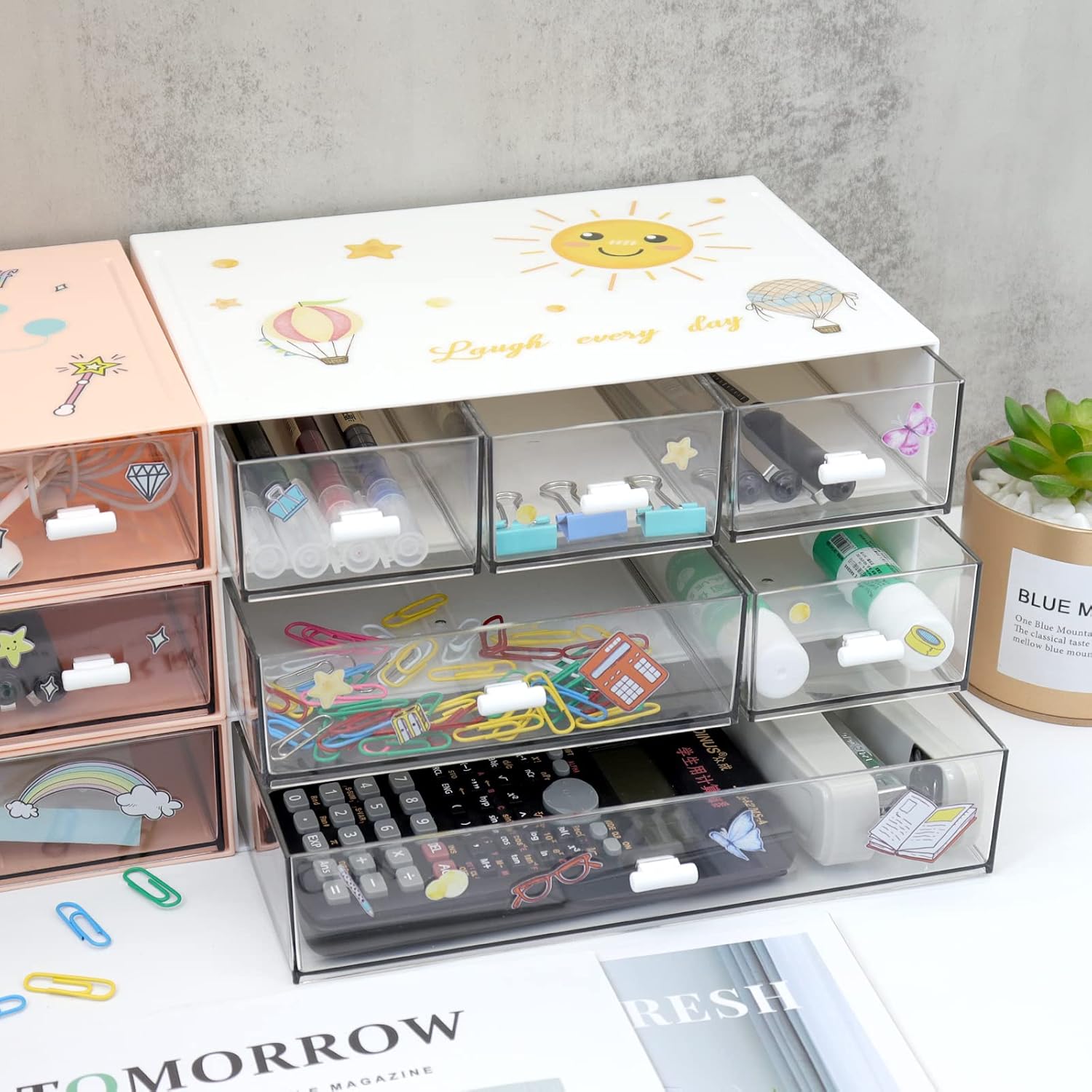 3 Tier Stackable Desk Organizer With 6 Drawers - Plastic Storage for Makeup and Desktop Organization (White) 5 71f+FmnJGfL. AC SL1500 - northernschoolofshiatsu.co.uk