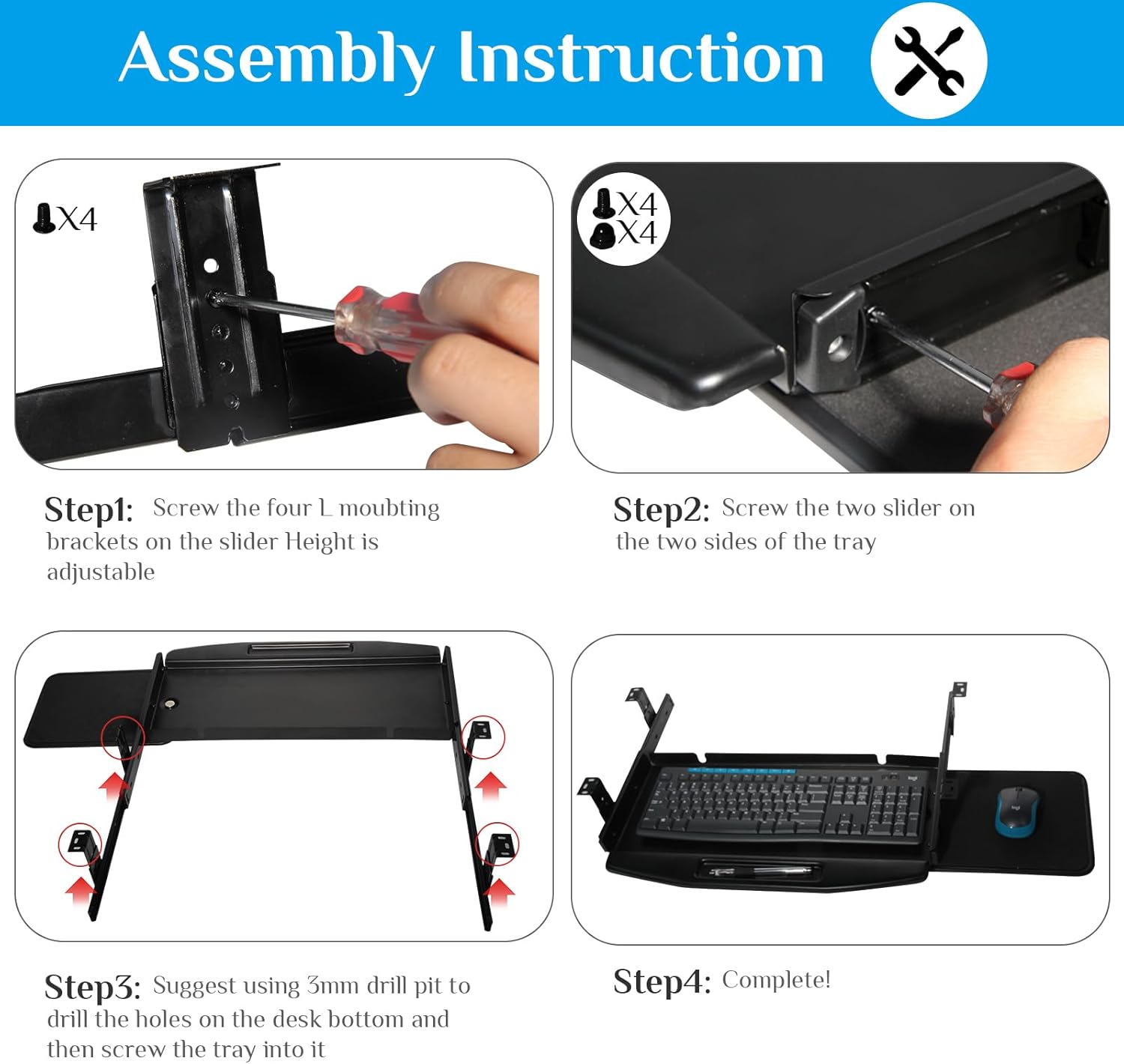 Keyboard Tray Under Desk, Pull Out Keyboard with Heavy-Duty C-Clamp Hardware, 27″ W x 11.4″ D Slide Out Computer Keyboard Drawer & Mouse Tray for Home Office (Black) 4 71fJVHqAEdL. AC SL1500 - northernschoolofshiatsu.co.uk