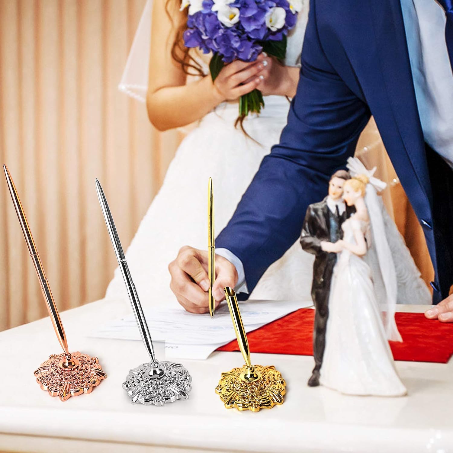 Hollow Round Pen Holder Signing Pen Set for Wedding Bridal Golden 43 71fRiHeOR+L. AC SL1500 - northernschoolofshiatsu.co.uk