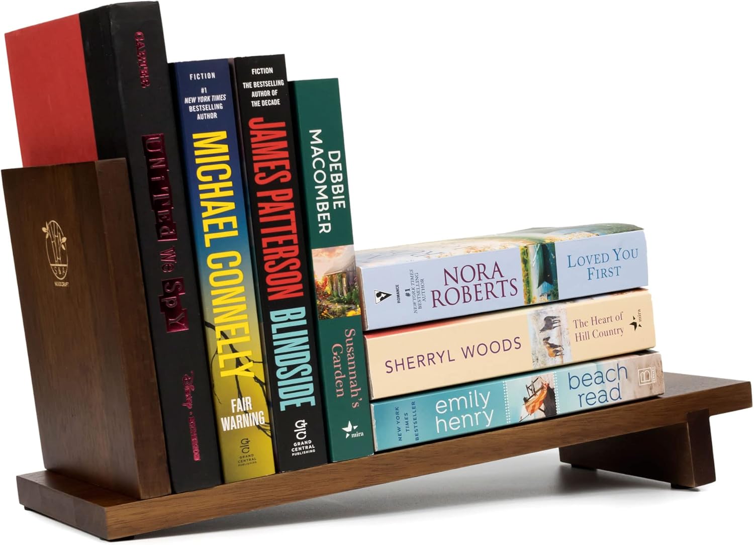 S&A WOODCRAFT Desktop Wood Bookshelf Wooden Bookend, Acacia Desk Organizer Shelf and Display Rack with Book Ends, Storage Shelf Bookcase for Office, Home Decor, Kitchen Countertop, Walnut Brown 1 - northernschoolofshiatsu.co.uk