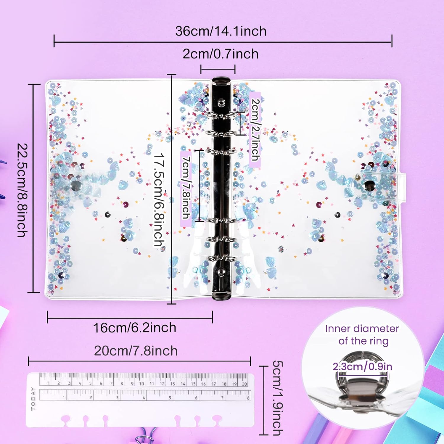 NEWEST 2 Pieces A6 Refillable Binder Covers PVC Round Ring Planner Protector with Glitter Confetti Sequins & Snap Button Closure Loose Leaf Folder Notebook for A6 Refill Paper School Office Supplies 2 71fyQFjQ1TL. AC SL1500 - northernschoolofshiatsu.co.uk