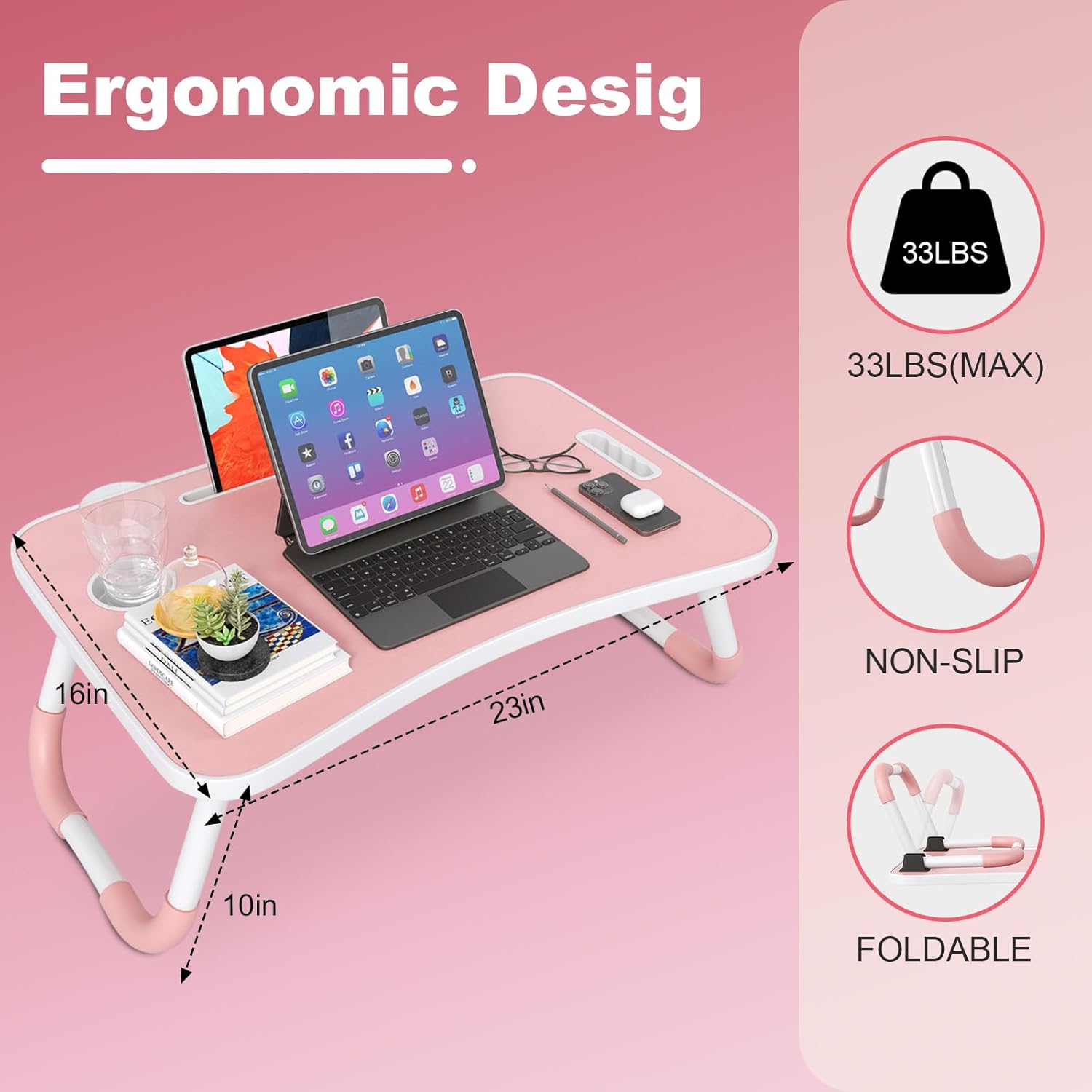 Monomi Folding Lap Desk, 23.6 Inch Portable Wood Laptop Bed Desk Lap Desk with Cup Holder, for Working Reading Writing, Eating, Watching Movies for Bed Sofa Couch Floor (Pink) 6 71g8JJ5idUL. AC SL1500 - northernschoolofshiatsu.co.uk