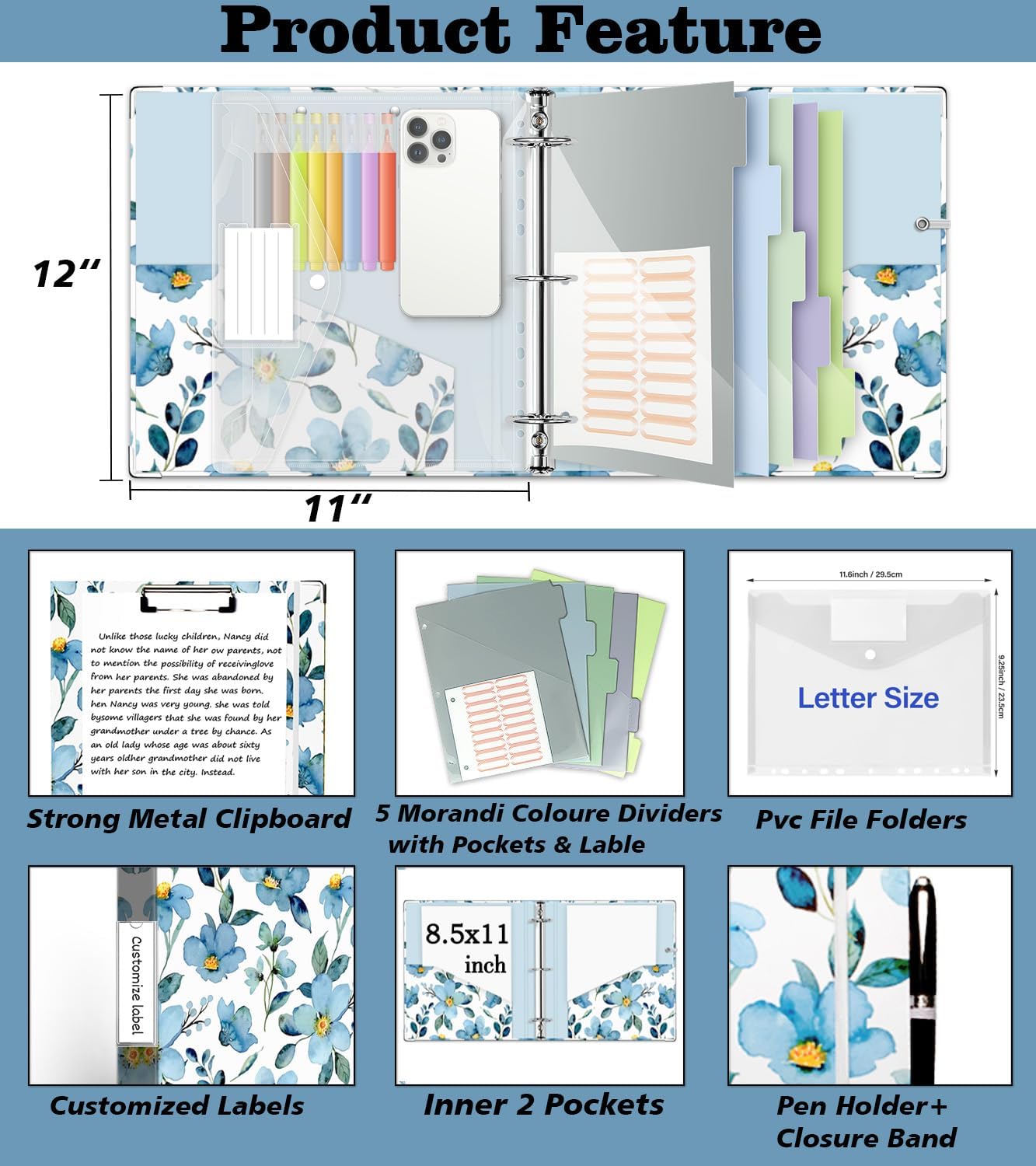 3 Ring Binder 1 Inch, Three Ring Binders Organizer with Clipboard, 5-Tabs Pockets Dividers, Plastic Folder, 18 Divider Stikers, KLLVE Cute Binder with Pen Loop (Garden Party, Letter Size) 35 71gE8NV0+0L. AC SL1500 - northernschoolofshiatsu.co.uk