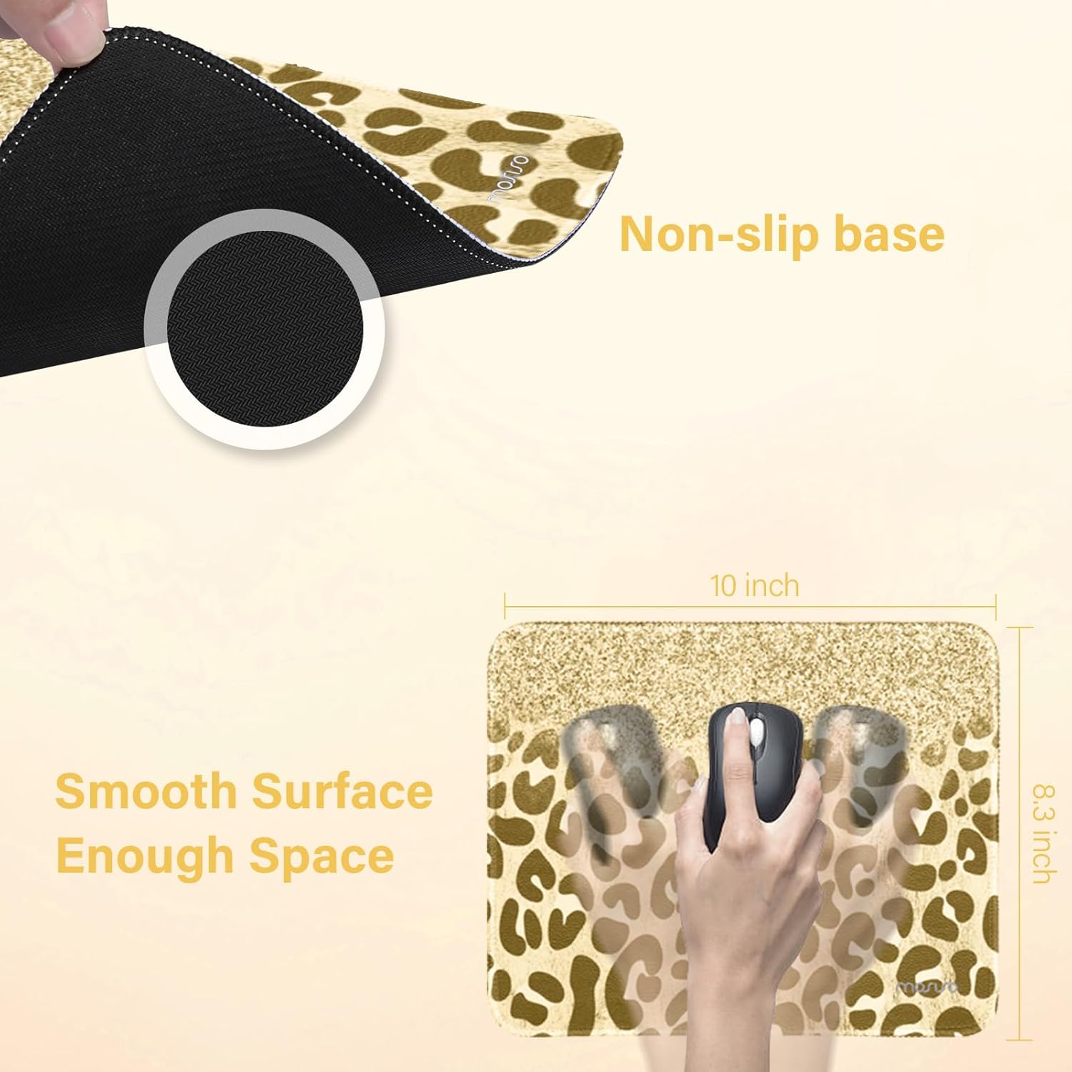 MOSISO Extended Gaming Mouse Pad&Massage Keyboard Wrist Rest&Mousepad&Wrist Rest&Coaster, Glitter Leopard Print Ergonomic Non-Slip Base Pad&Easy Typing Cushion with Memory Foam for Home Office, Gold 6 71gQOD +BL. AC SL1500 - northernschoolofshiatsu.co.uk