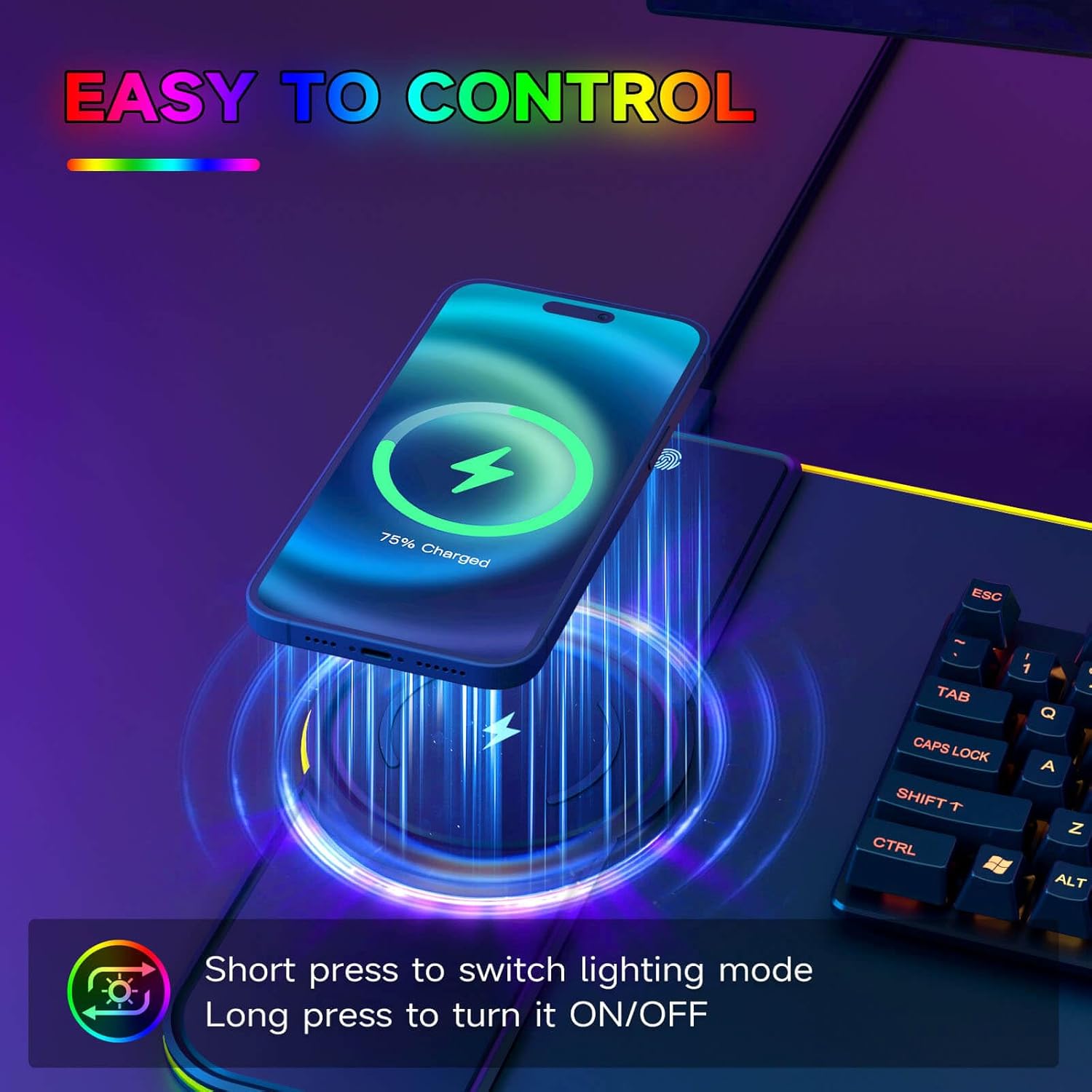 Hcman RGB Gaming Mouse Pad, Large Mousepad with Led Light, PC Gaming Accessories Black Keyboard Pad for Desk, Non-Slip Rubber Base XXL Big Mouse Mat for Gamer Boy Men Gift (31.5 X 12 Inch) 2 71gdTX C 5L. AC SL1500 - northernschoolofshiatsu.co.uk