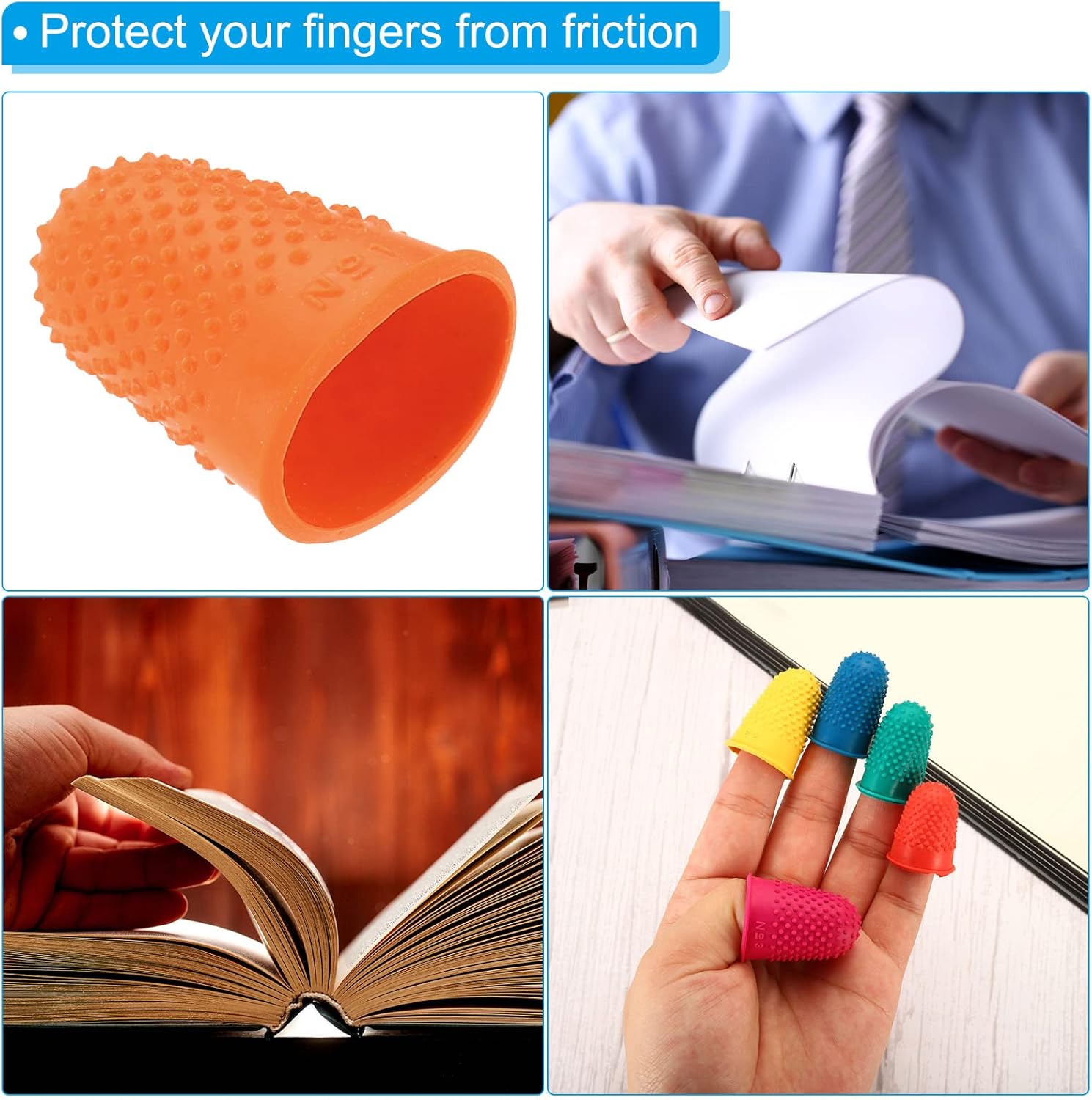 PATIKIL 0.71x1.14 Inch Rubber Finger Tips, 20 Pack Silicone Thumb Fingertip Protector Covers Guard Pads Thimble Grips for Office Counting Sewing, Blue Medium Size 40 71i7ytW1t0L. AC SL1500 - northernschoolofshiatsu.co.uk