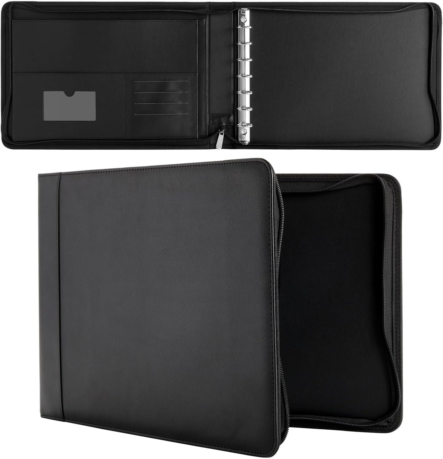 Juvale 7 Ring Business Check Binder with Zipper for Checkbooks Organization, Black Zippered Portfolio Organizer, Professional PU Leather Folder Holder for Documents, Cards (15x12 in) 1 71iRGBVjqiL. AC SL1500 - northernschoolofshiatsu.co.uk
