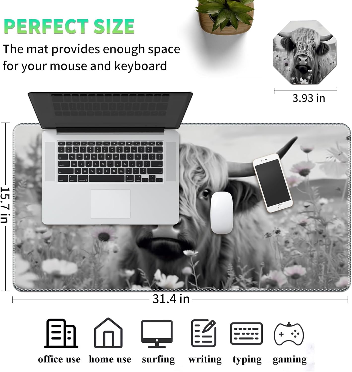 Mouse Pad,Desk Mat,Computer Mouse Pad and Cute Coasters,31.5"x11.8" with Non-Slip Rubber Base Mouse Pad,for Mouse Pads for Laptop,Gaming Office Home,Washable Mousepad,Black Blooming Flowers Floral 51 71ipU5jnoBL. AC SL1500 - northernschoolofshiatsu.co.uk