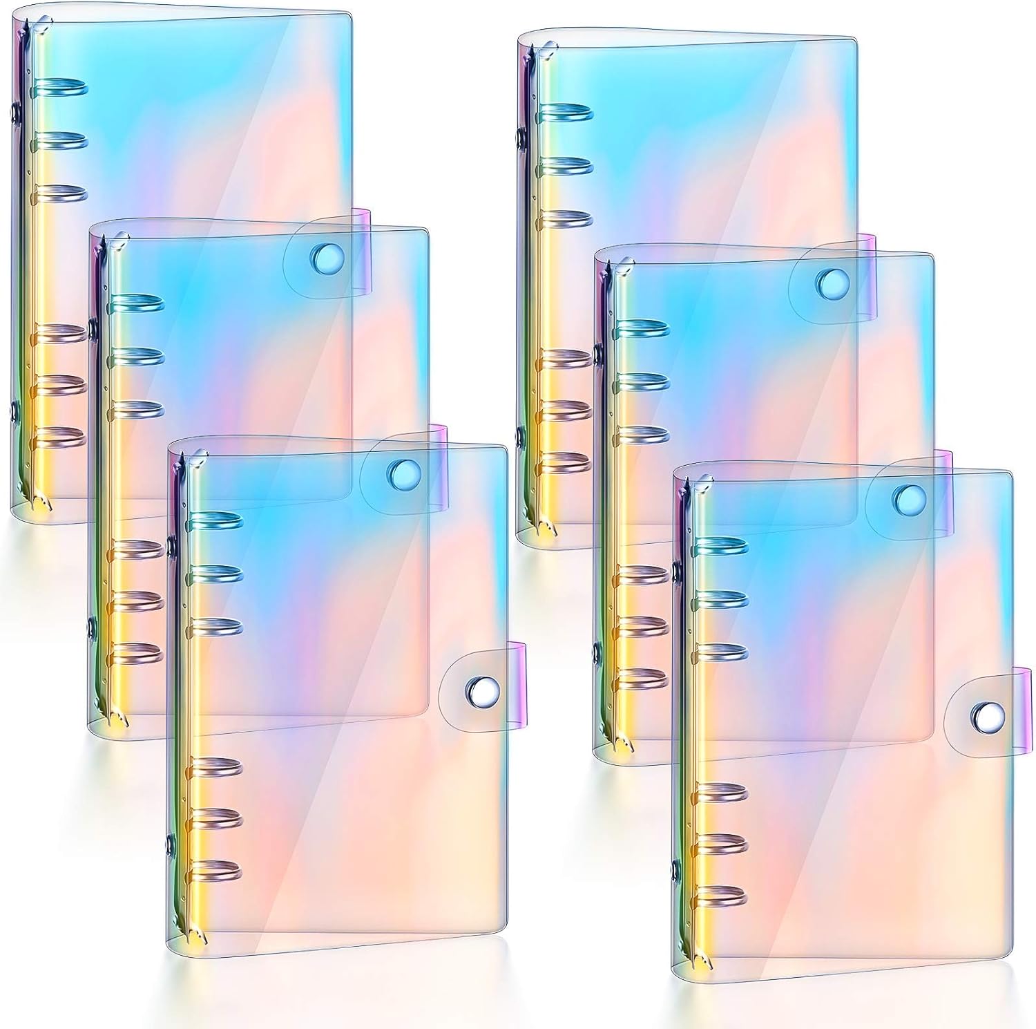6 Pieces Rainbow Clear Notebook Binders 6-Ring Planner Binder Soft PVC Binder Transparent A6 Binder Cover Loose Leaf Personal Planner with Snap Button Closure 1 71ivaF7INTL. AC SL1500 - northernschoolofshiatsu.co.uk