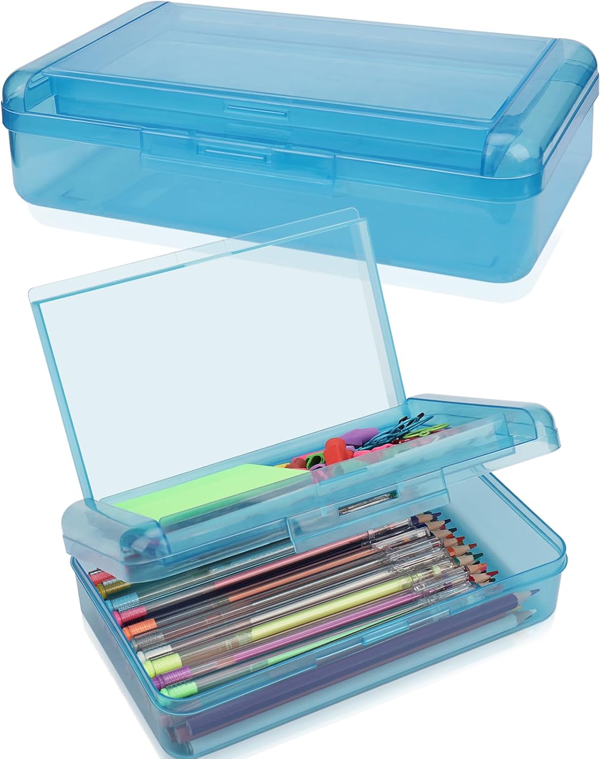 1 PCS Pencil Box,Double Layer Large Capacity Pencil Box,Hard Pen Case with Snap-tight Lid, Plastic Pencils Case for Office School Supplies Pen Boxes,Storage Organizer for Gel Pens Erasers-Purple 1 - northernschoolofshiatsu.co.uk