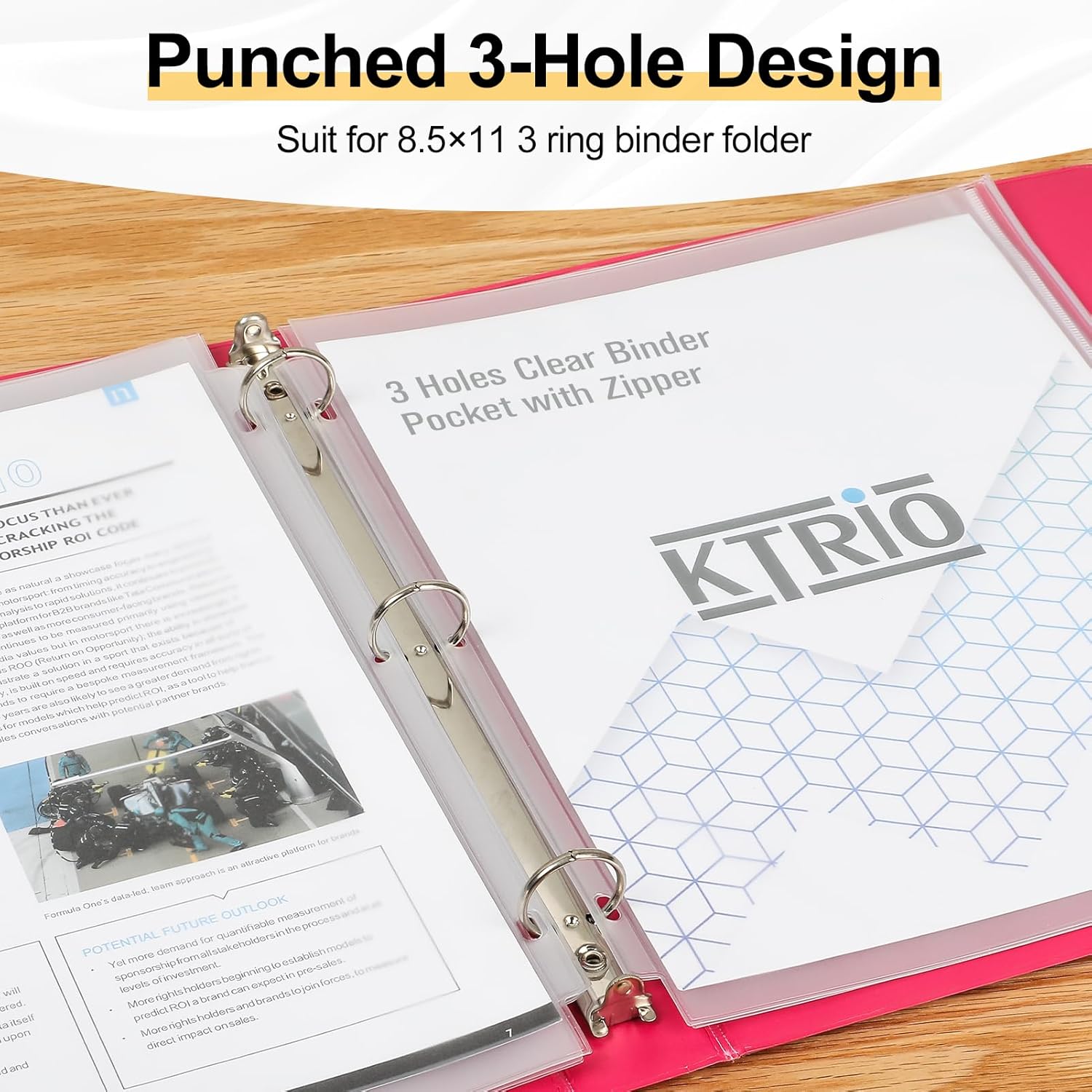 KTRIO Letter Size Binder Pockets 3 Ring Binder Zipper Pouch 12 Pack, 3 Holes Clear PVC Loose Leaf Bags 8.5"×11" Document Folders for Business Office School Supplies 4 - northernschoolofshiatsu.co.uk