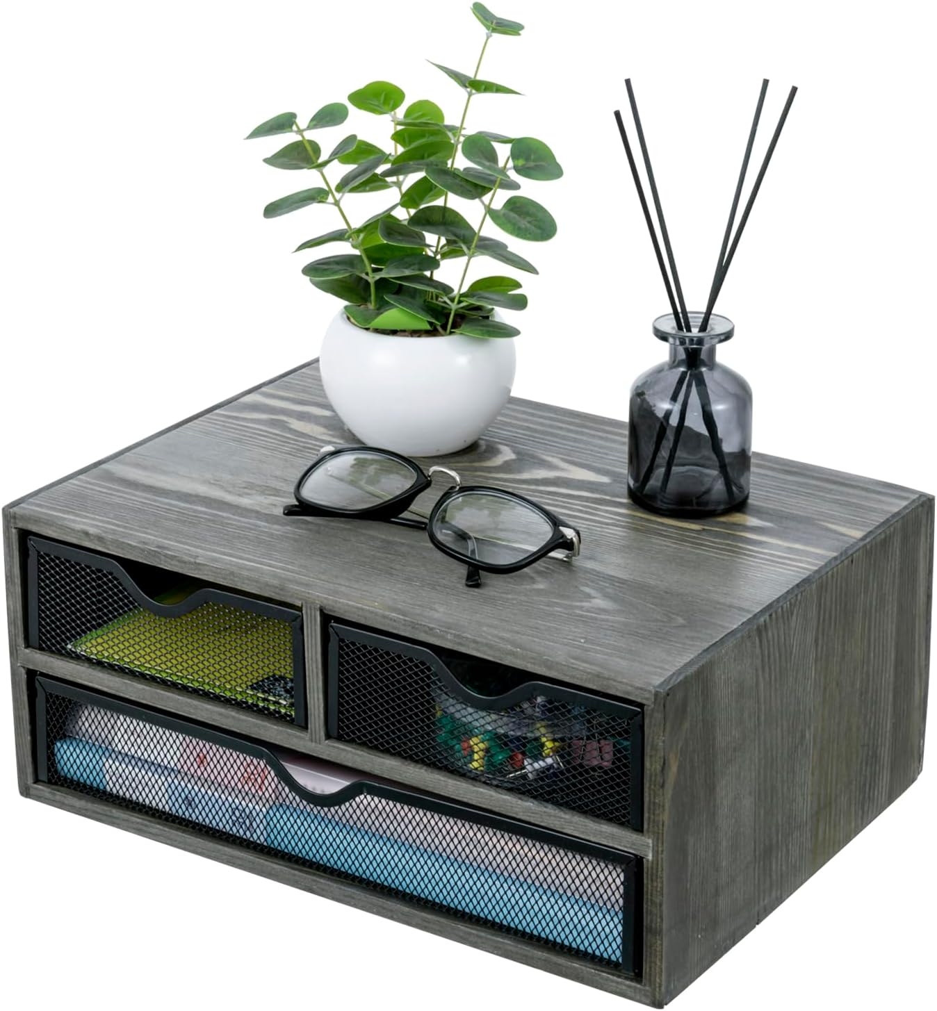 MyGift Vintage Weathered Gray Solid Wood Desktop Organizer Box with 3 Removable Black Metal Mesh Trays, Office Desk Supplies Storage Drawers for Accessories 1 71jQpkuCyVL. AC SL1500 - northernschoolofshiatsu.co.uk