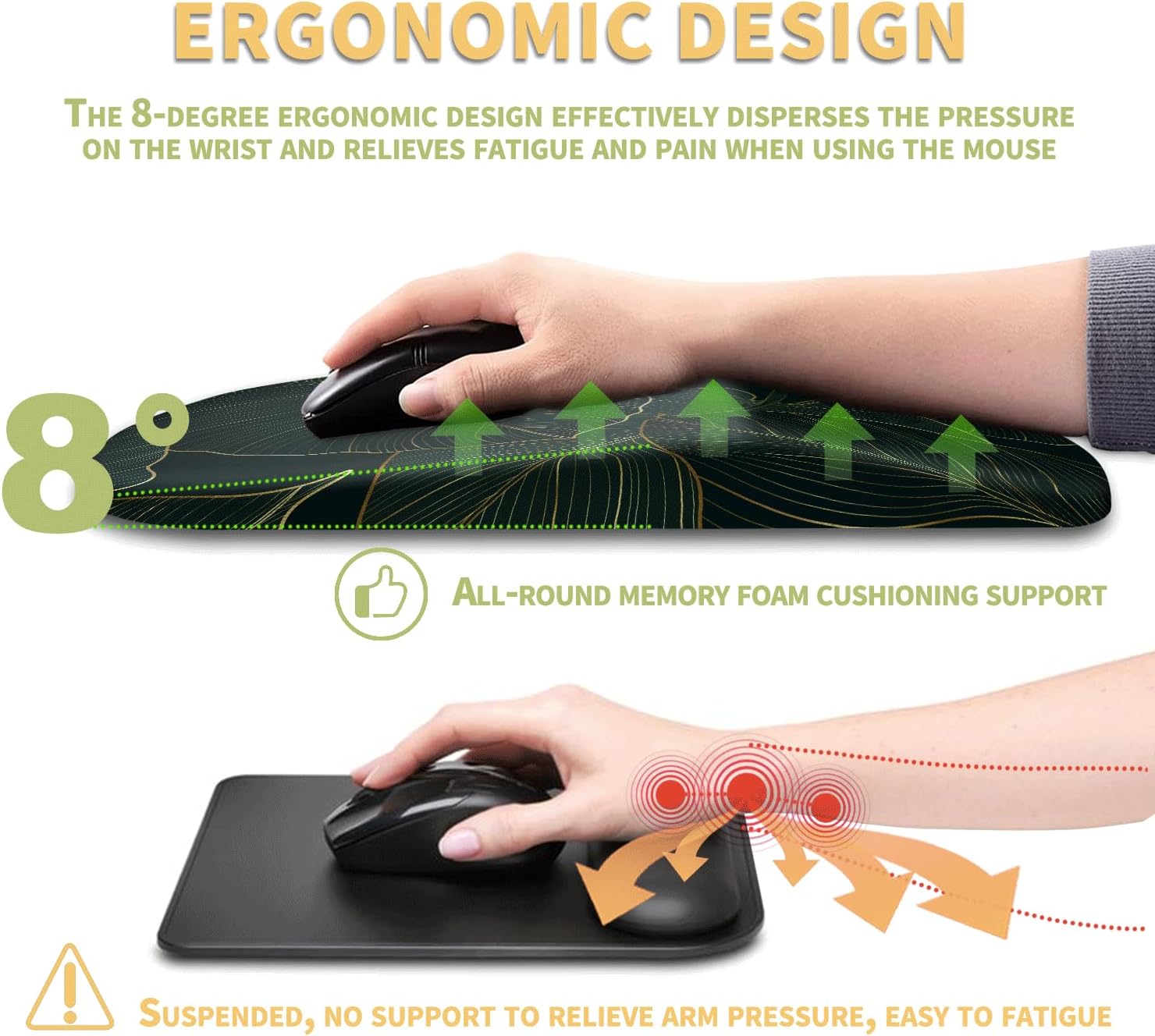 Ergonomic Mouse Pad with Wrist Rest Support, Massage Design Mouse pad Relief Carpal Tunnel Pain, Entire Memory Foam Non-Slip Mouse Pad, Computer Mouse Pads for Wireless Mouse Pad,Green Leaves 5 71jY BO5MaL. AC SL1500 - northernschoolofshiatsu.co.uk