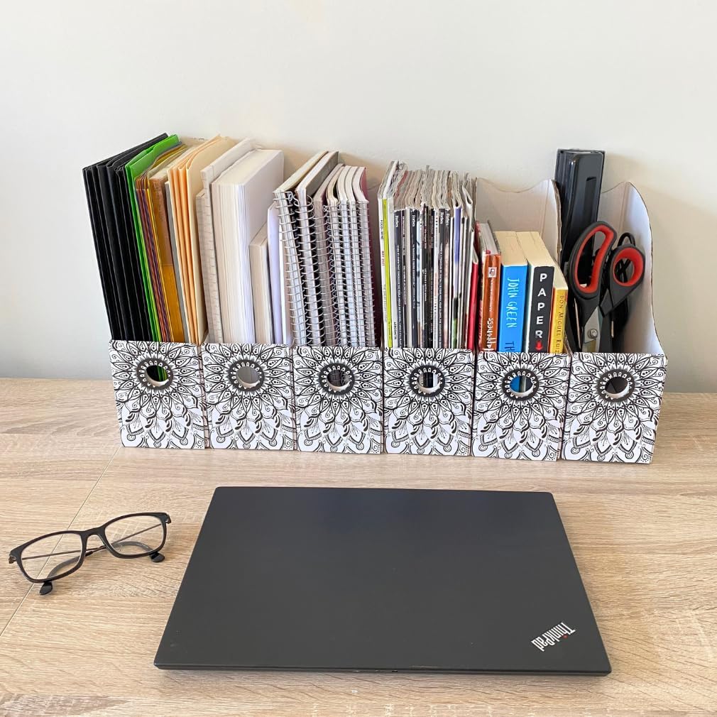 Evelots Magazine File Holder - Set of 6 Mandala - Office Desk Organizer - Sturdy Cardboard - New Upgraded Double Front Panel for More Stability - Full 4 Inch Wide - Easy Assemble 42 71jrZioub0L. AC SL1010 - northernschoolofshiatsu.co.uk
