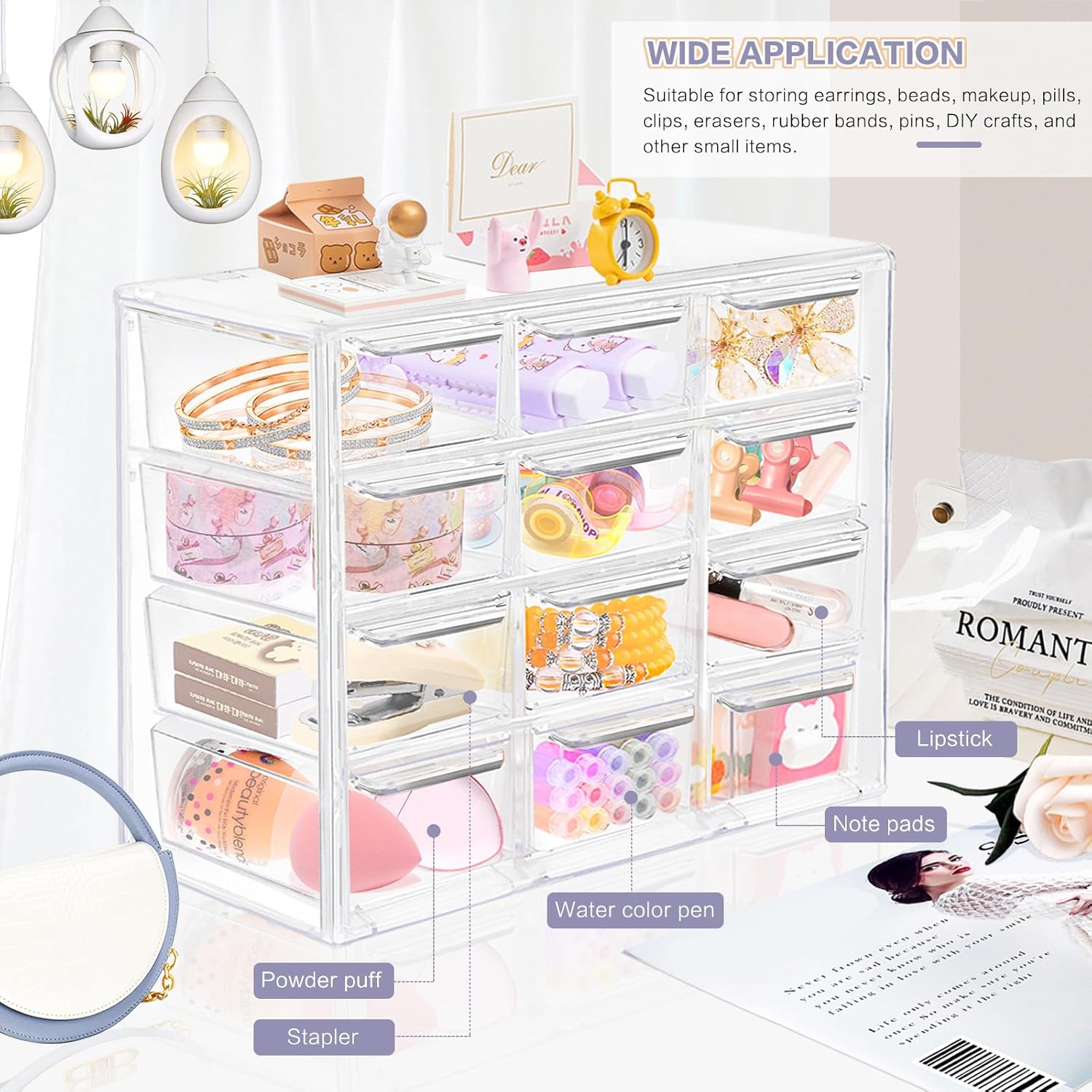 Desk Storage Organizer with 12 Mini Drawers, FODIENS Clear Desktop Craft Drawer Cabinet, Stackable Storage Box Caddy for Makeup Jewelry Office Craft Supplies (7.09x3.94x6.1in) 5 71k5gcianFL. AC SL1500 - northernschoolofshiatsu.co.uk