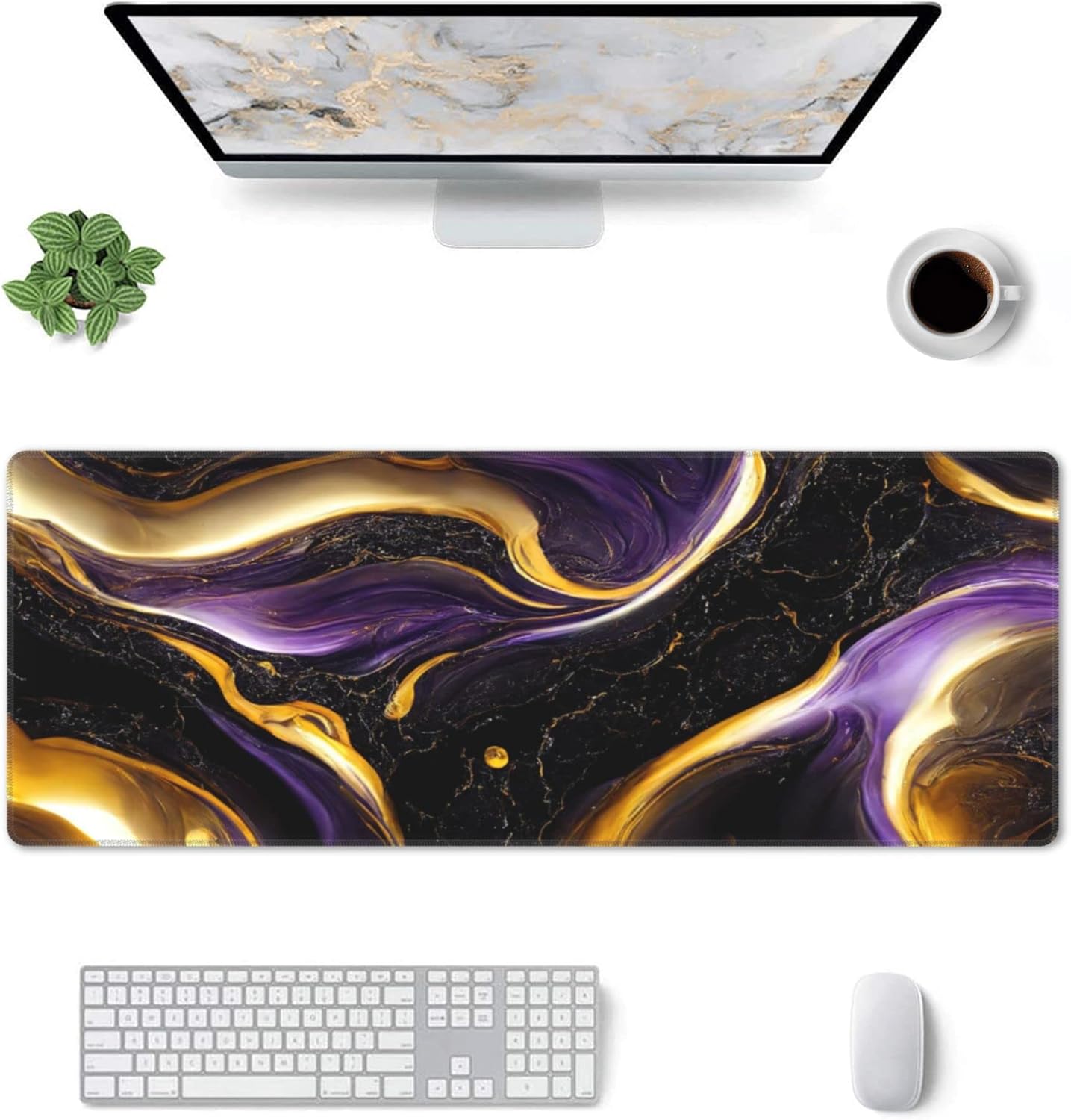 Black Marble Extended Big Mouse Pad Large,XL Gaming Mouse Pad Desk Pad,31.5x11.8inch Long Computer Keyboard Mouse Mat Mousepad with 3mm Non-Slip Base for Home Office Work-Purple and Gold Marble 2 71lJM - northernschoolofshiatsu.co.uk