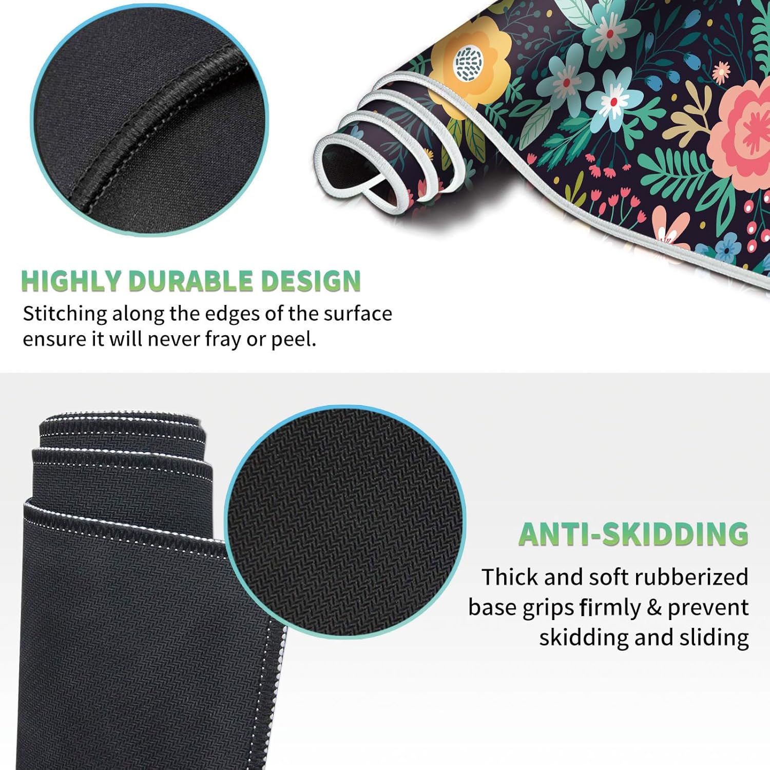 Mouse Pad,Desk Mat,Computer Mouse Pad and Cute Coasters,31.5"x11.8" with Non-Slip Rubber Base Mouse Pad,for Mouse Pads for Laptop,Gaming Office Home,Washable Mousepad,Black Blooming Flowers Floral 87 71lJdCrJenL. AC SL1500 - northernschoolofshiatsu.co.uk