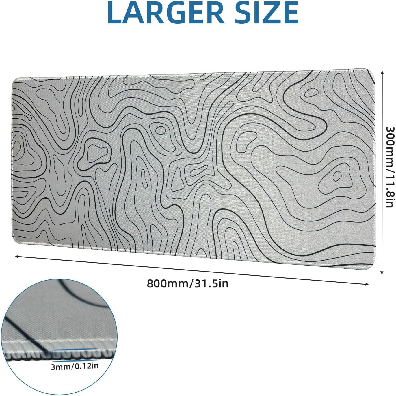 Large Gaming Mouse Pad Topographic Contour Pattern Extended Desk Mat 3mm Thick 31.5 x 11.8 in Long Non-Slip Mousepad with Stitched Edges XL Keyboard Pad Mouse Mat Home Office, White 6 71lkqKHsoGL. AC SL1372 - northernschoolofshiatsu.co.uk