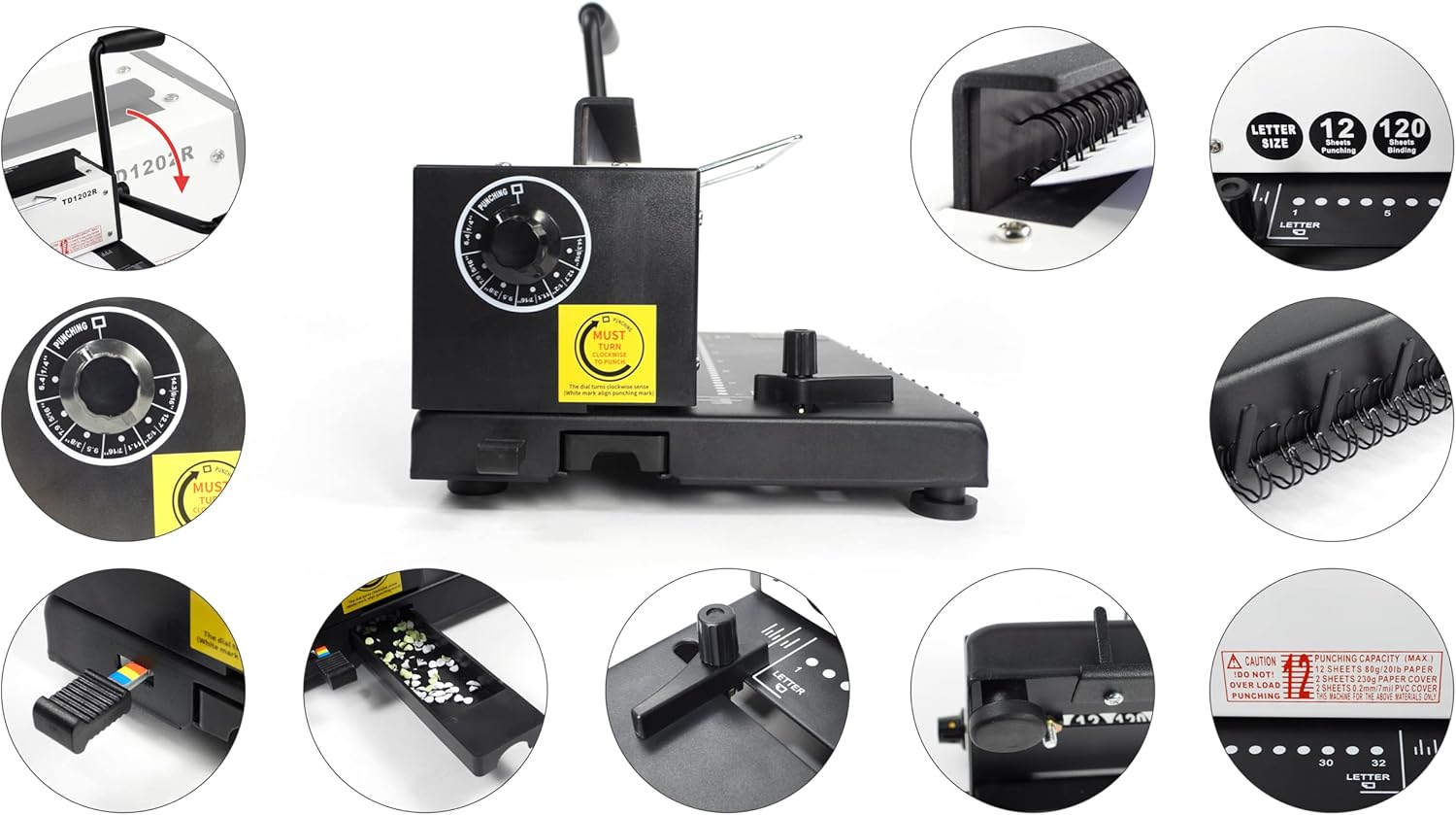 Rayson TD1202R Wire Binding Machine, 3:1 Pitch Round Hole Coil Binder Hole Punch, Compatible with Wire, Spiral, and Click Binding Spines, 32-Hole Punch, Punches 12 Sheets, Binds 120 Sheets 2 71loE5fuqSL. AC SL1500 - northernschoolofshiatsu.co.uk