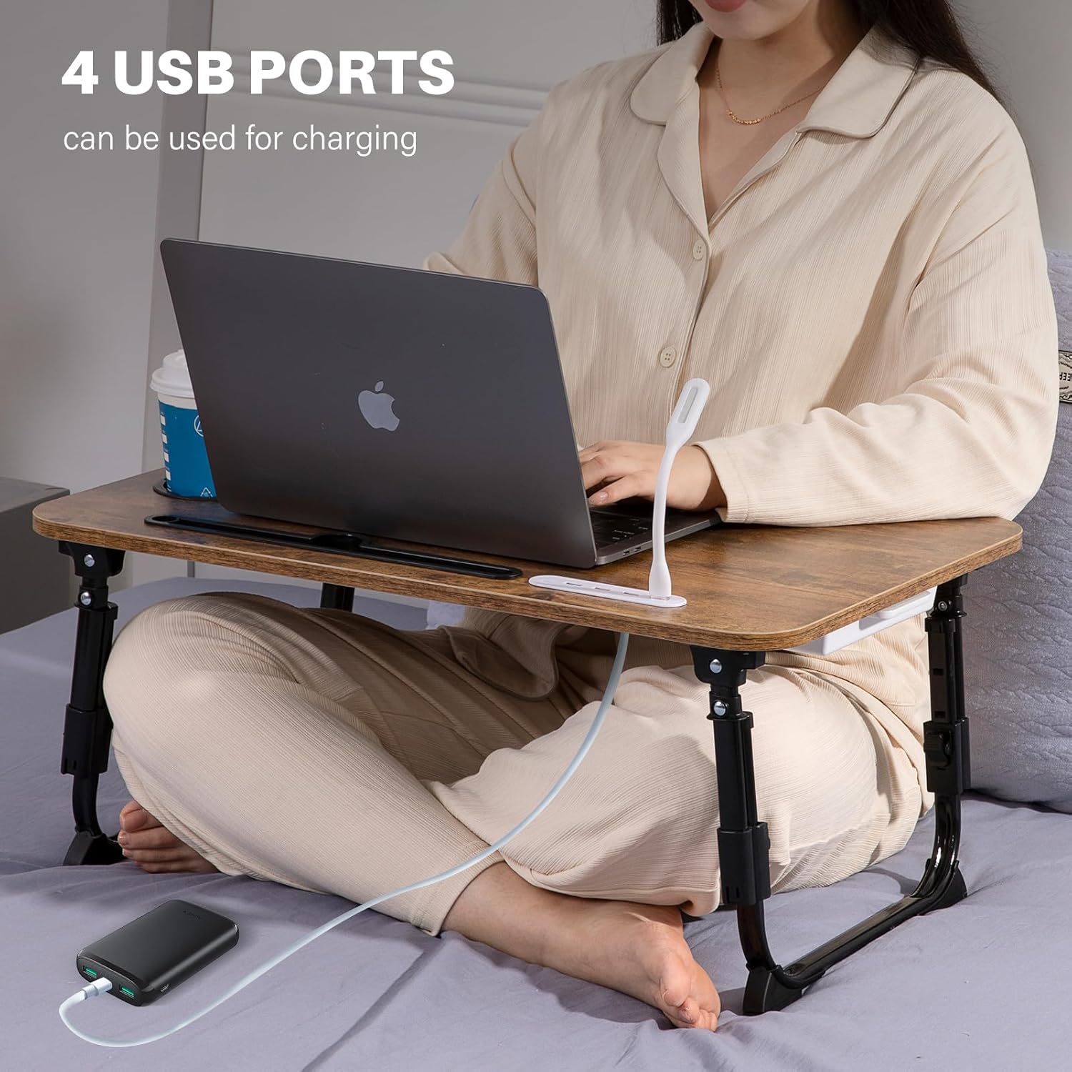 Laptop Desk for Bed, Height Adjustable Laptop Bed Table, Foldable Portable Lap Desk Stand with USB/Storage Drawer/Cup Holder/Slot, Breakfast Tray for Working Reading Writing Eating 69 71ls6mBIZAL. AC SL1500 - northernschoolofshiatsu.co.uk