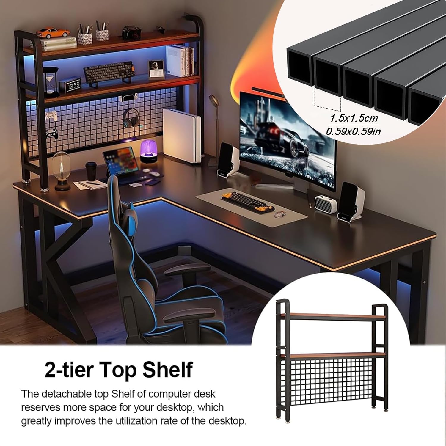 2-Tier Desktop Hutch Bookshelf Metal Desk Shelf Dorm Bookcase for Computer Desk Countertop Storage Organizer Display Rack for Office Home (White, 45.2in) 7 71m0nE9YwAL. AC SL1500 - northernschoolofshiatsu.co.uk